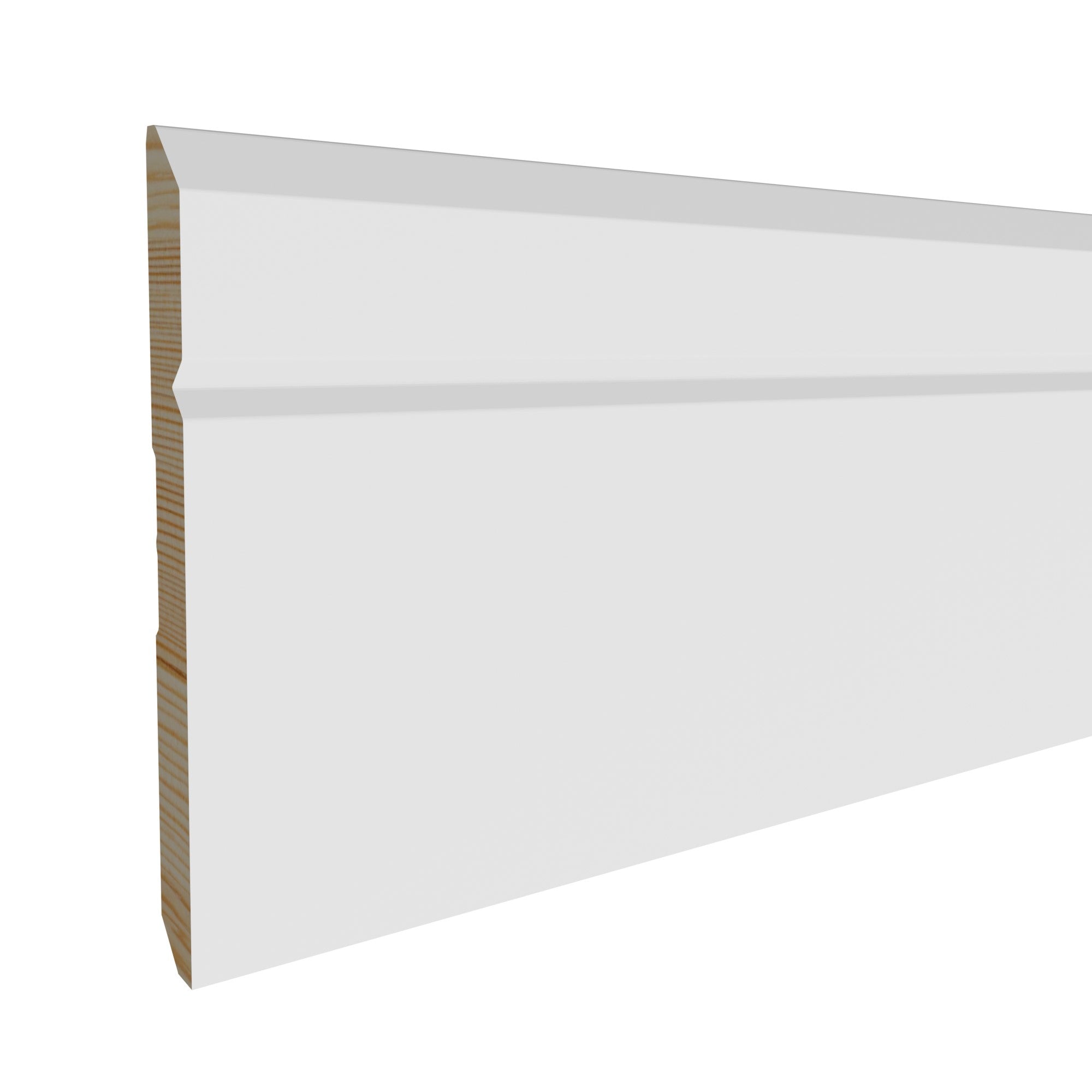 1/2 in x 5 in x 16 ft M9745A Primed White Pine Wood Baseboard -  Moulding, durable composite construction with a smooth primed white finish for easy painting and installation.