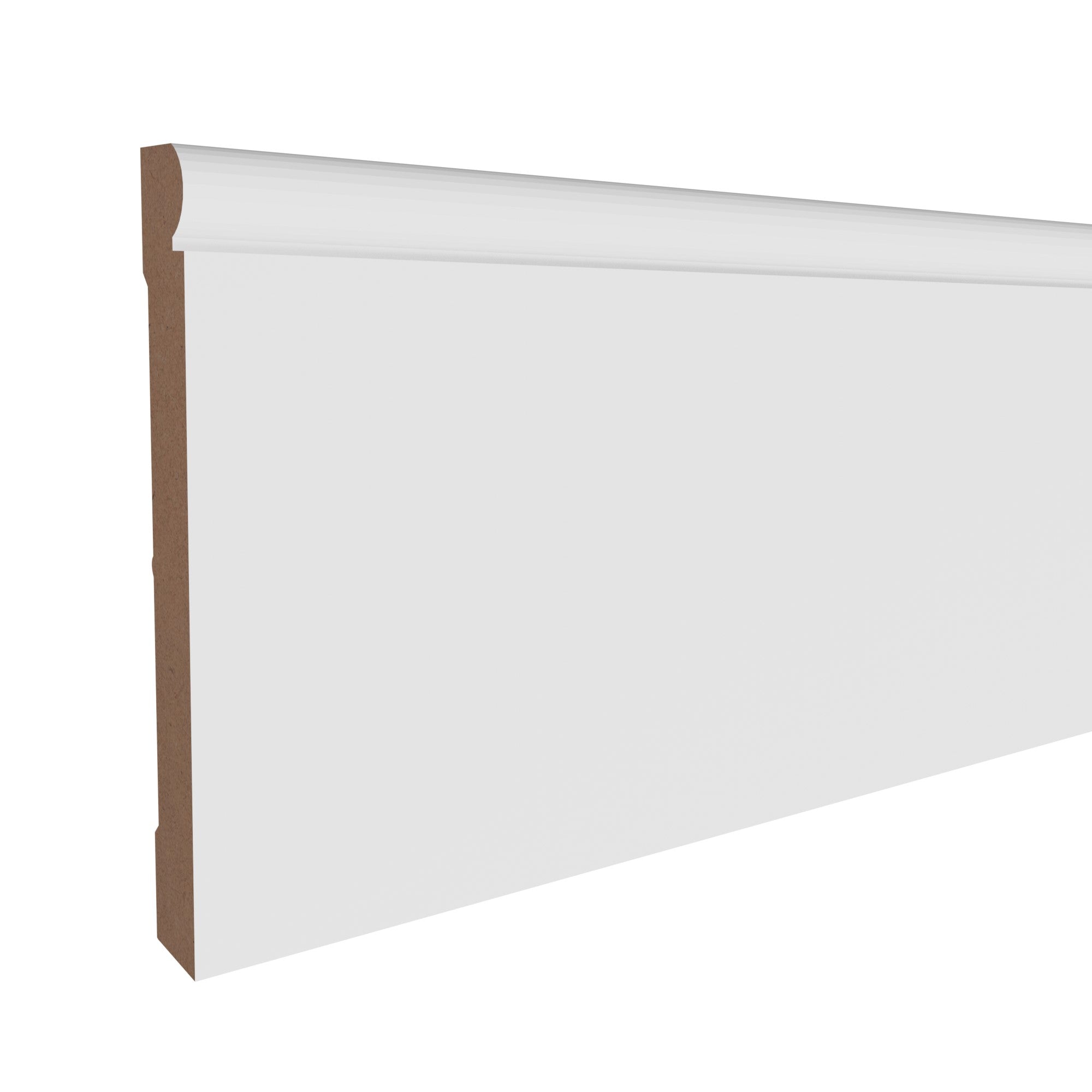 1/2 in x 5-1/4 in x 16 ft M0750V Primed White MDF-UL Baseboard -  Moulding, durable composite construction with a smooth primed white finish for easy painting and installation.