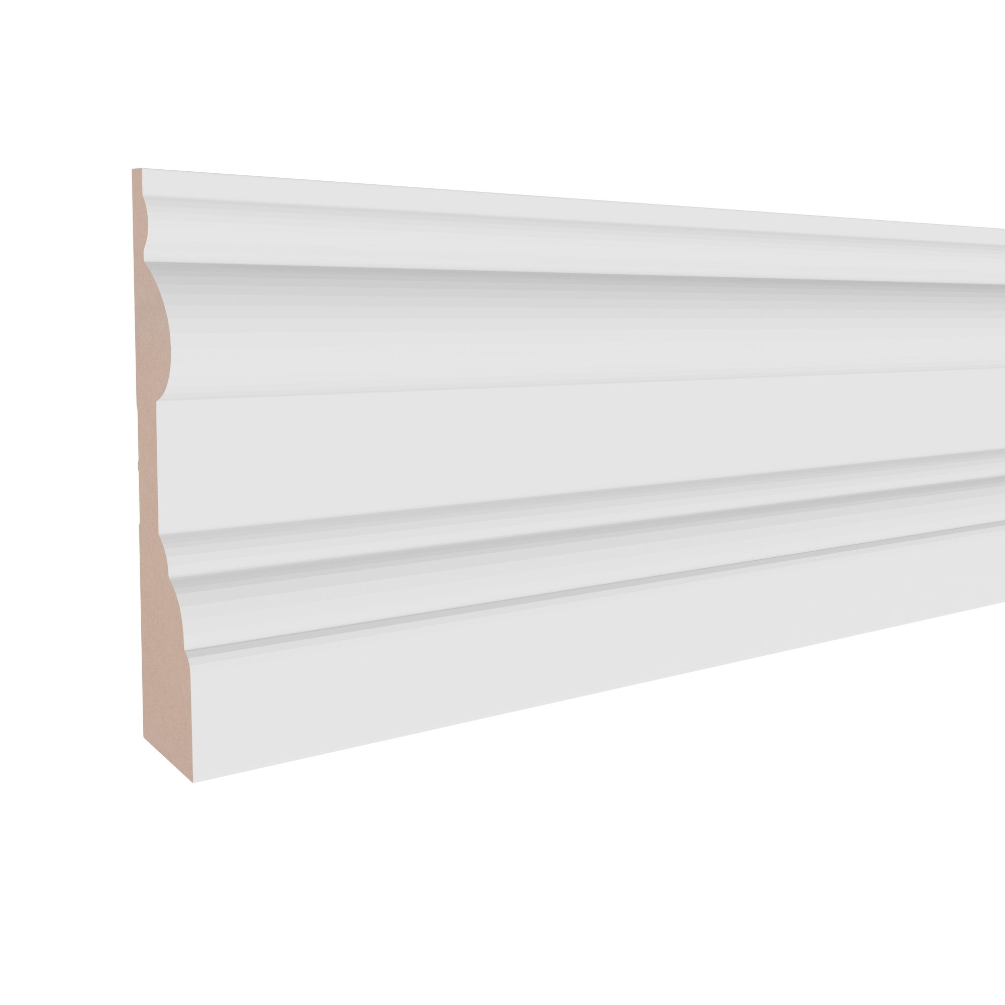 1 in x 4-1/4 in x 16 ft M9063A Primed White MDF Casing -  Moulding, durable composite construction with a smooth primed white finish for easy painting and installation.
