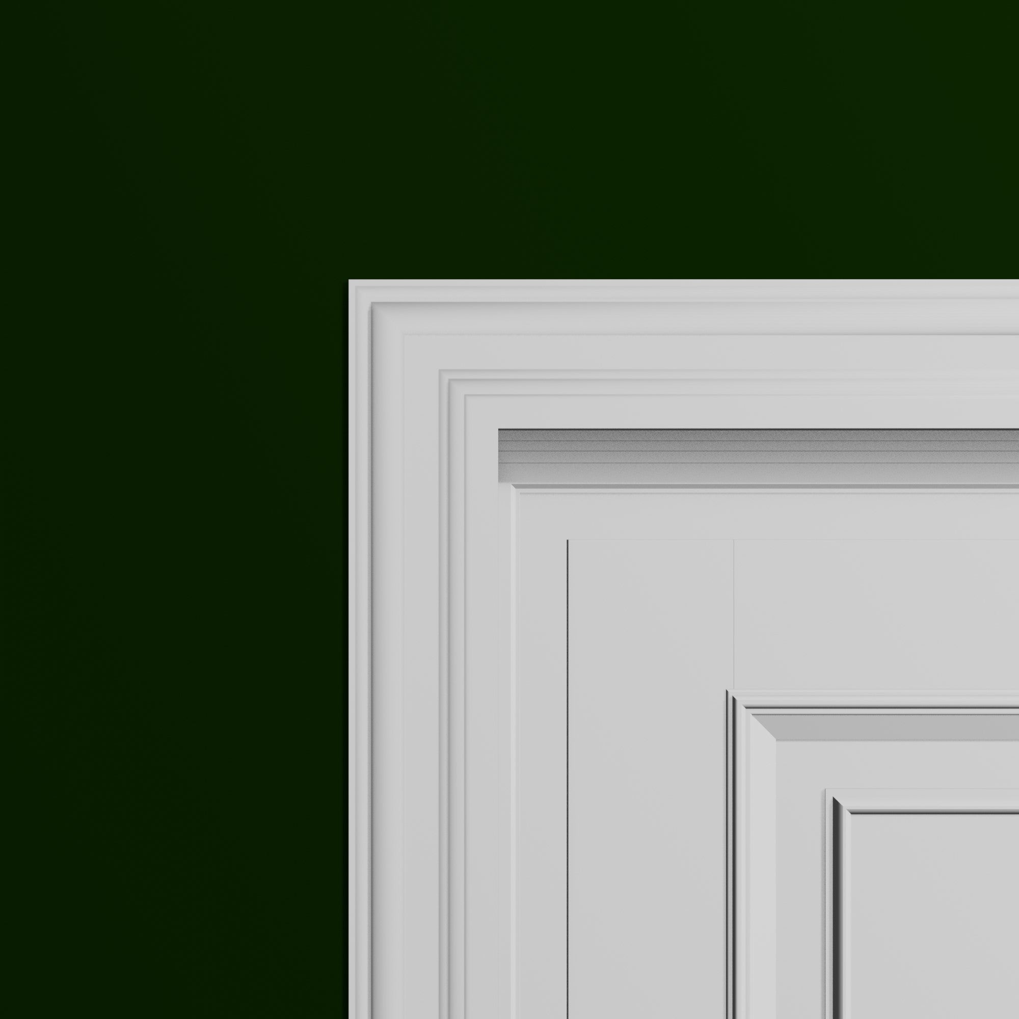 View of a room featuring the M9063A Primed White MDF Casing Moulding installed, measuring 1 in x 4-1/4 in x 16 ft, highlighting an elegant and clean finish, ideal for enhancing the aesthetics of any space.