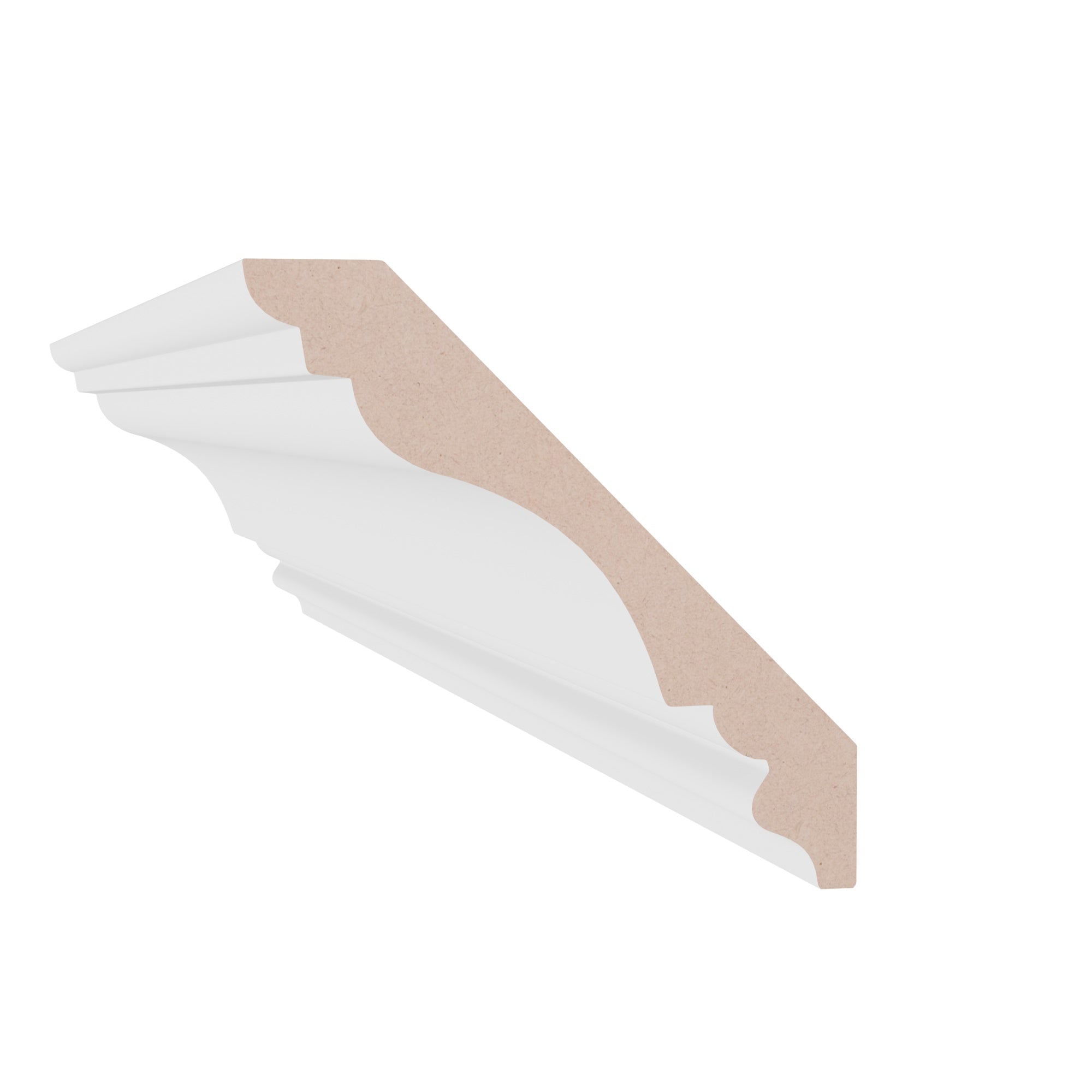 1 in x 7-1/4 in x 16 ft M0513B Primed White MDF-UL Crown -  Moulding - high-quality decorative trim for doors, windows, and interior finishing.