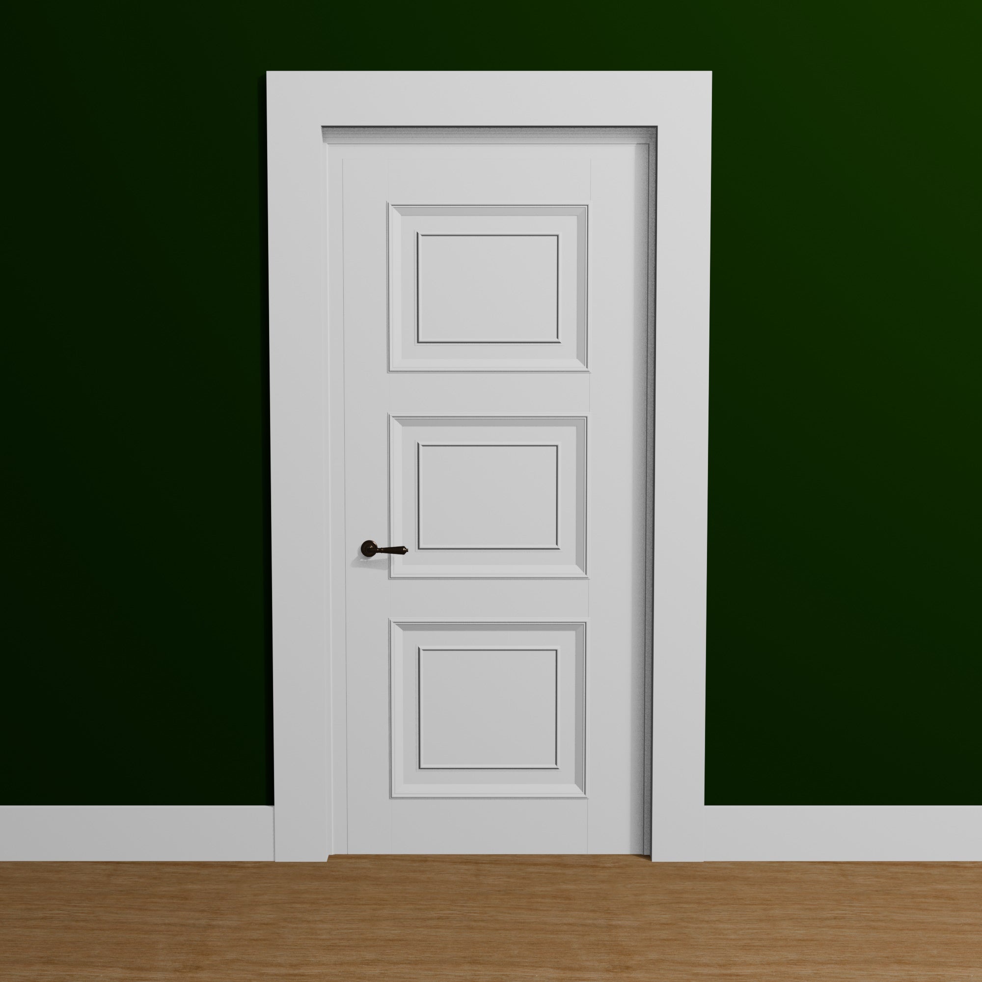 View of a room featuring the L104M Primed White Pine Wood Finished Boards Moulding installed, measuring 21/32 in x 3-1/2 in x 16 ft, highlighting an elegant and clean finish, ideal for enhancing the aesthetics of any space.