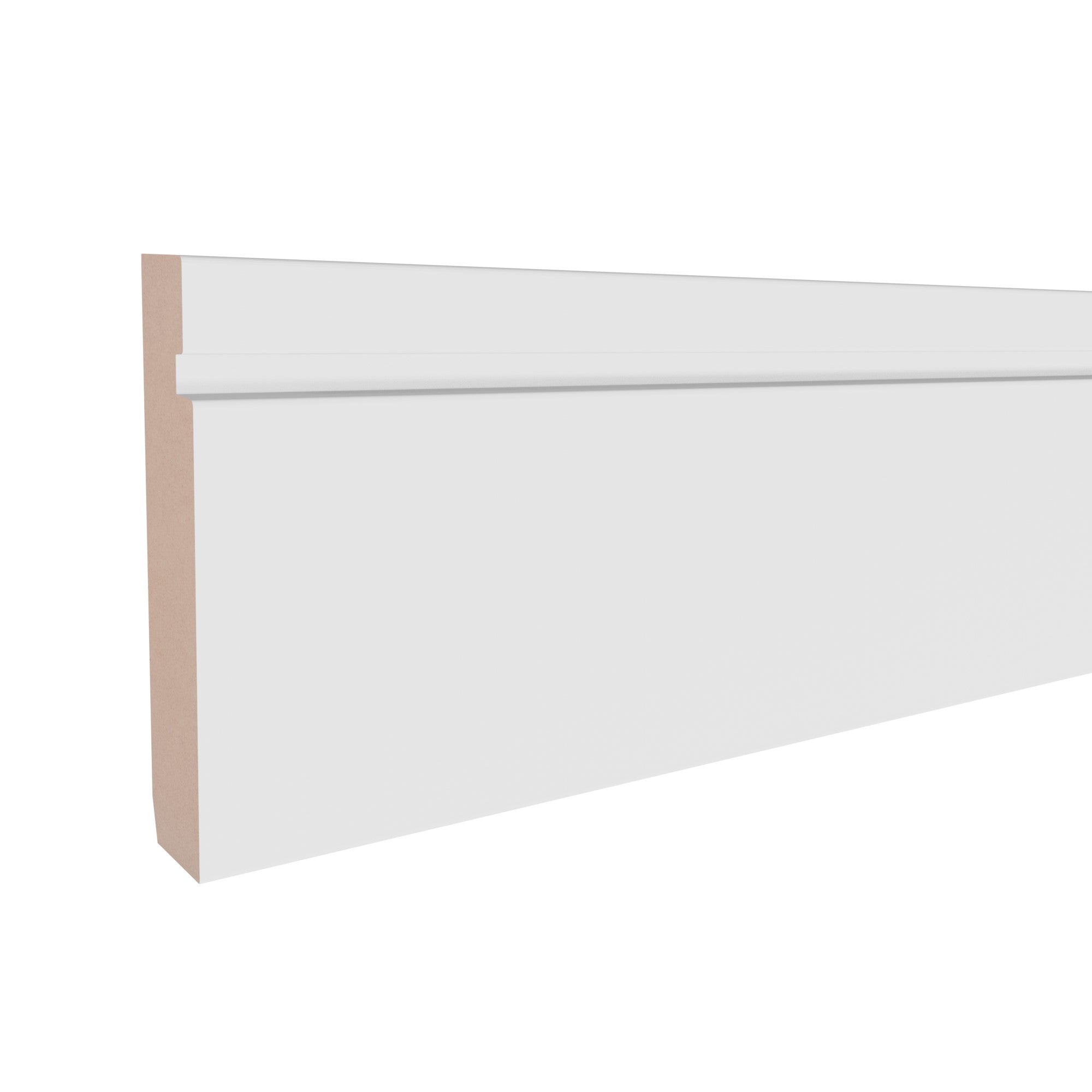 3/4 in x 3-1/2 in x 17 ft MM419B Primed White MDF Casing -  Moulding, durable composite construction with a smooth primed white finish for easy painting and installation.