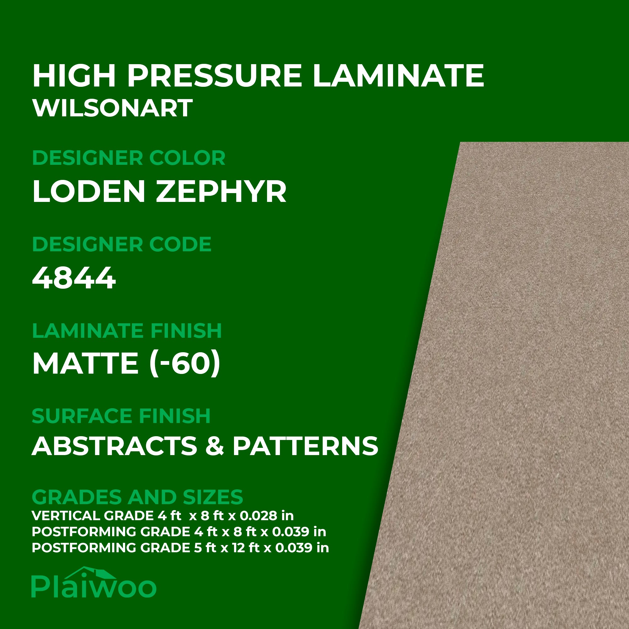 4844 Wilsonart Loden Zephyr (-60) Matte (-60) HPL 4 ft x 8 ft Laminate Sheets Specifications - Plaiwoo