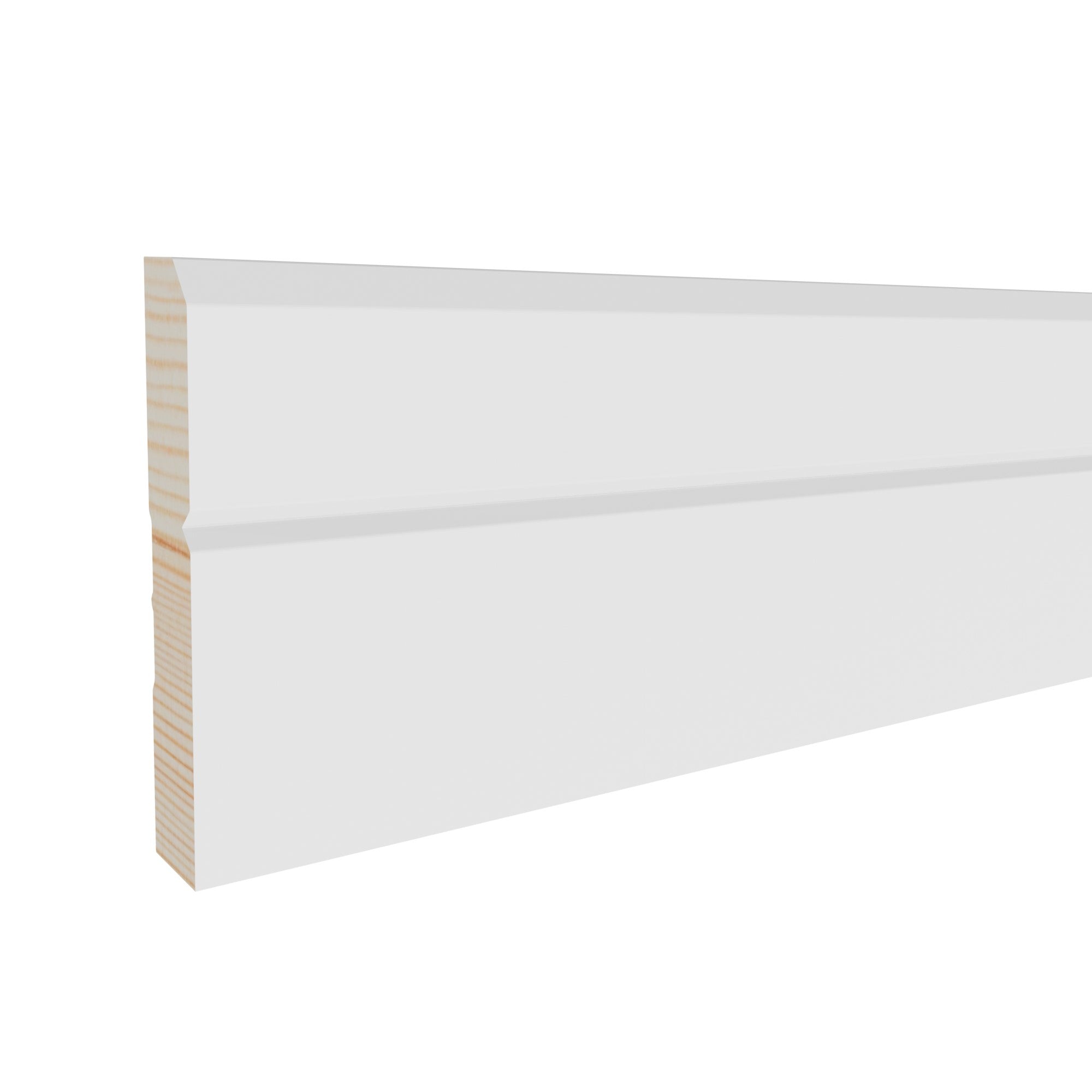 5/8 in x 3-1/2 in x 17 ft M8068B Primed White Pine Wood Casing -  Moulding, durable composite construction with a smooth primed white finish for easy painting and installation.