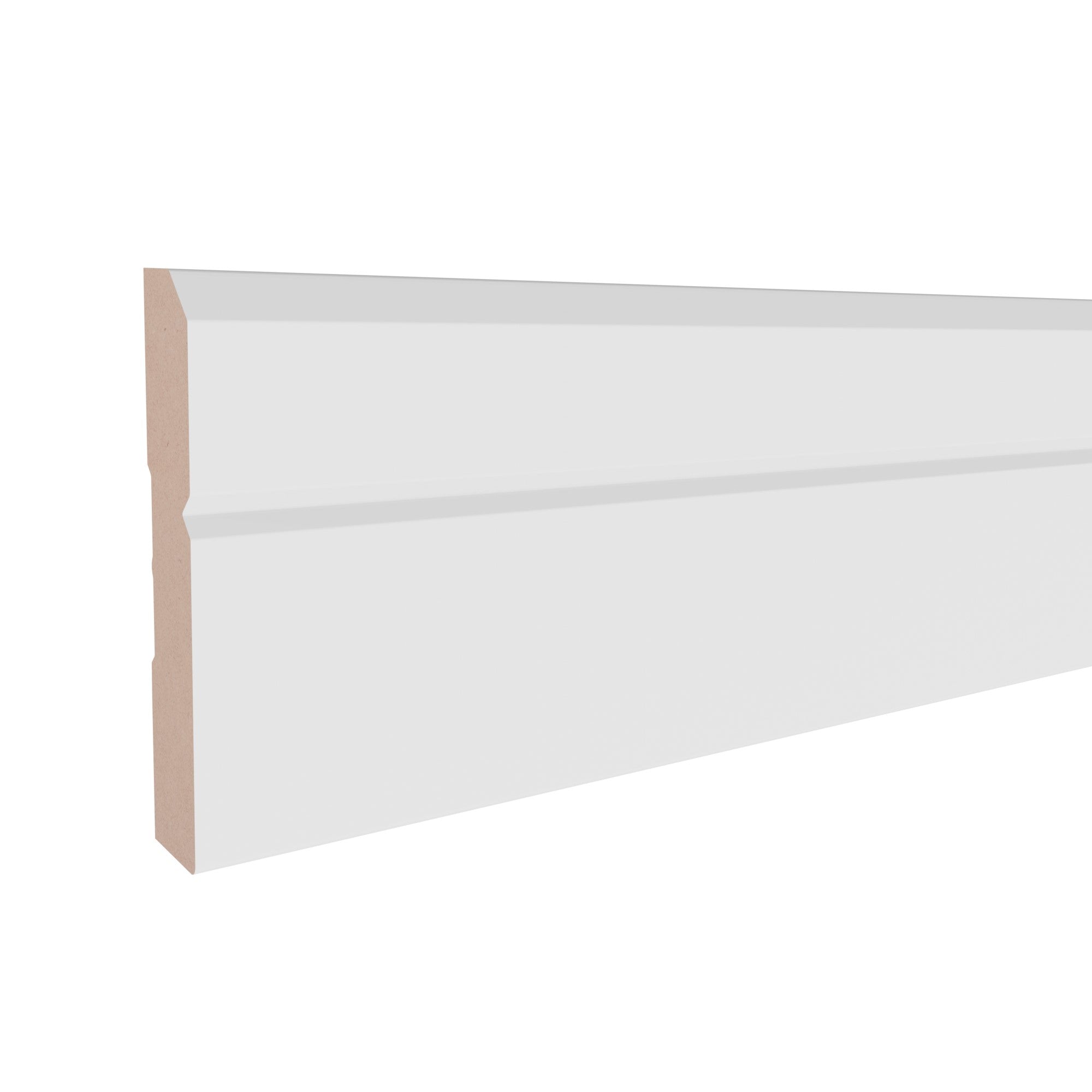 5/8 in x 3-1/4 in x 17 ft M8081C Primed White MDF Casing -  Moulding, durable composite construction with a smooth primed white finish for easy painting and installation.