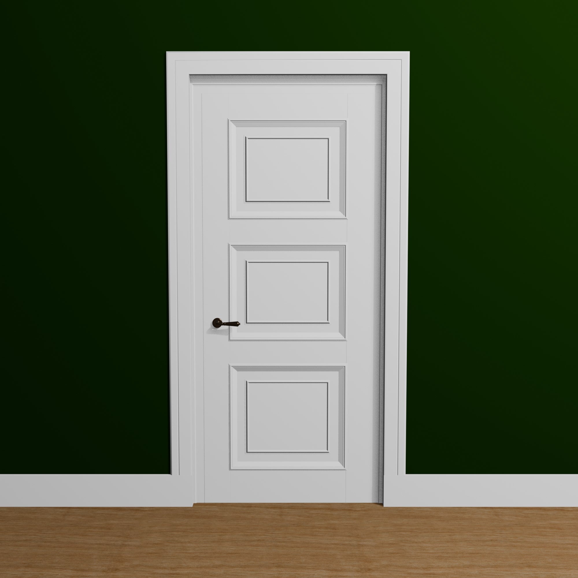 View of a room featuring the M8081C Primed White MDF Casing Moulding installed, measuring 5/8 in x 3-1/4 in x 17 ft, highlighting an elegant and clean finish, ideal for enhancing the aesthetics of any space.