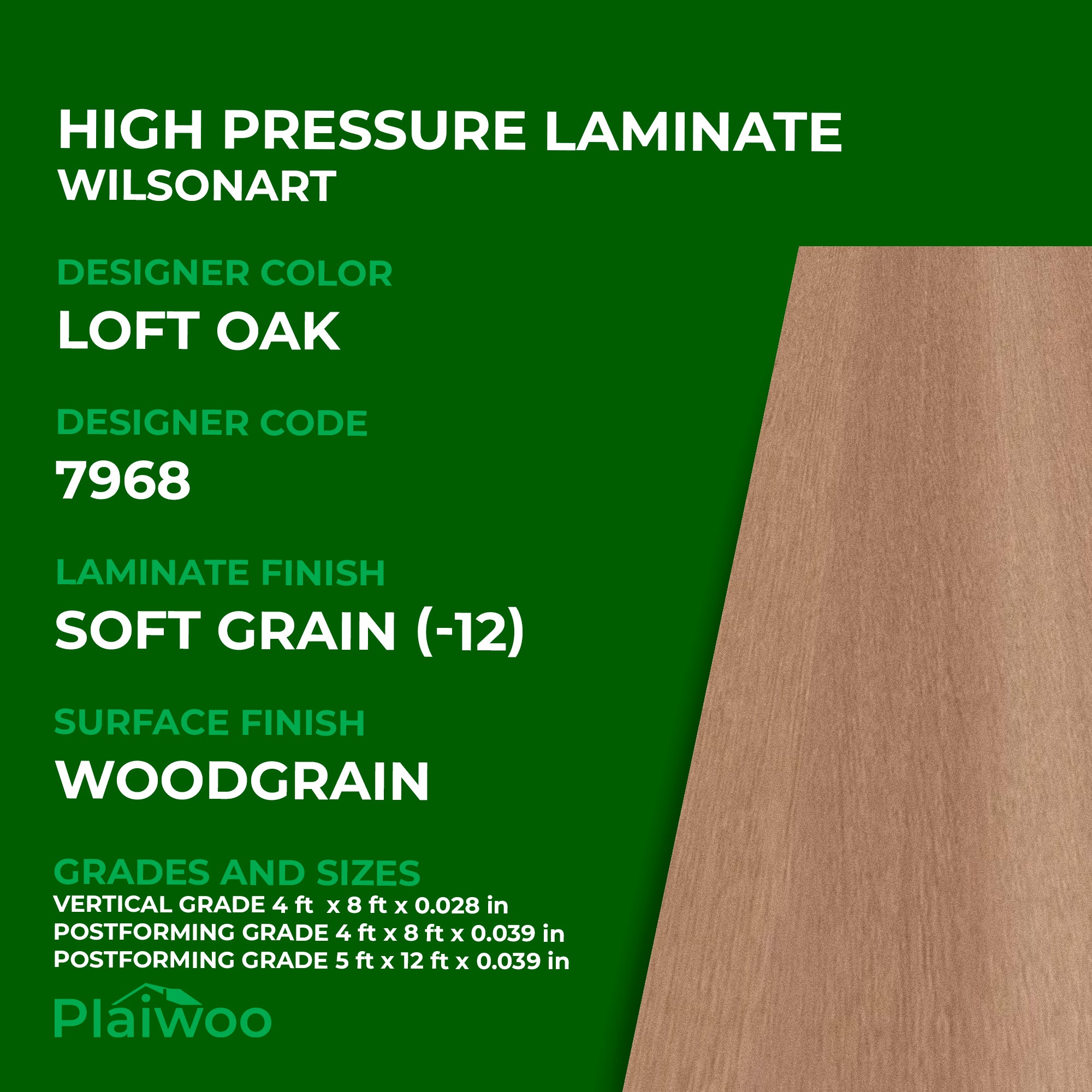 7968 Wilsonart Loft Oak (-12) Soft Grain (-12) HPL 4 ft x 8 ft Laminate Sheets Specifications - Plaiwoo