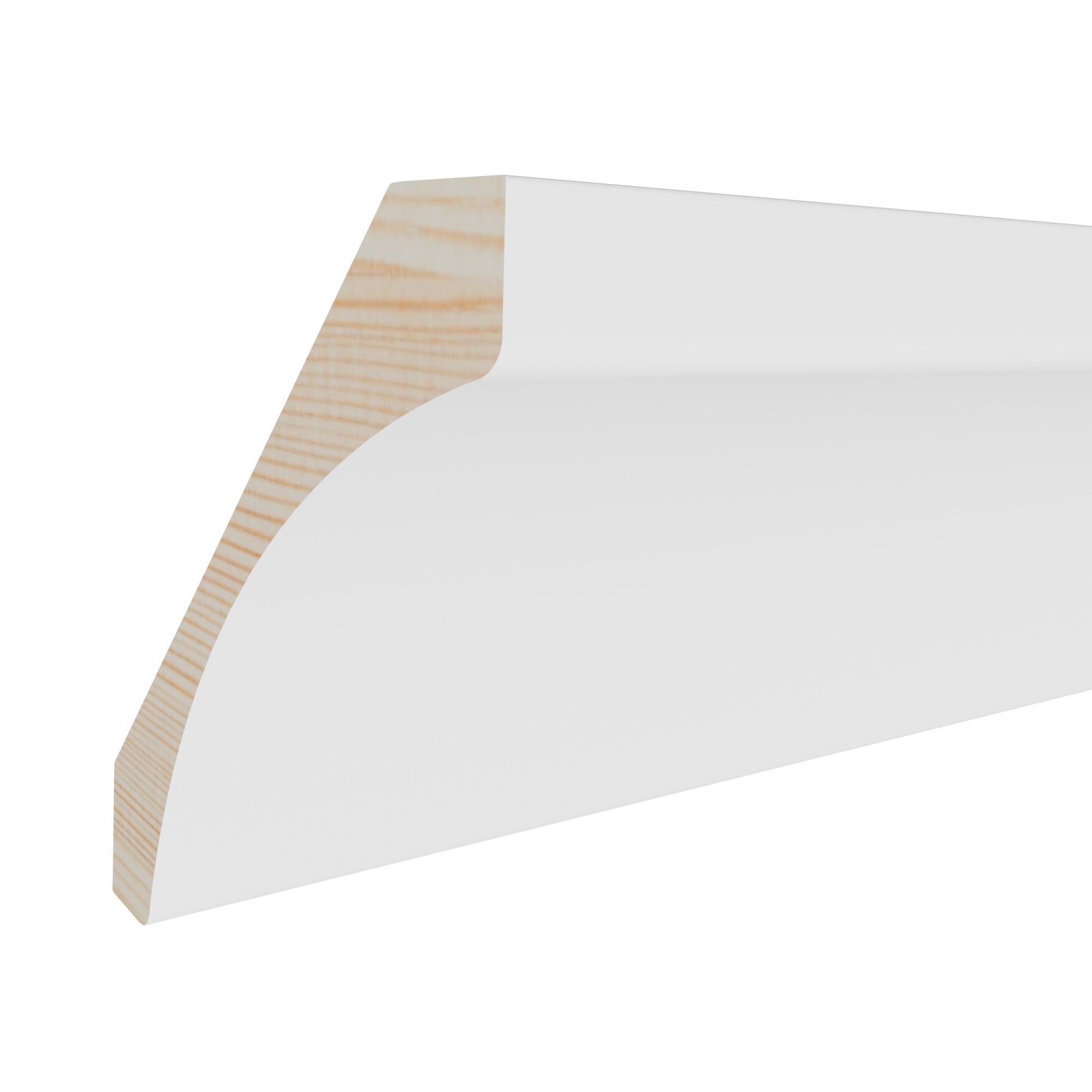 9/16 in x 3-1/4 in x 16 ft M0057X Primed White Pine Wood Crown -  Moulding, durable composite construction with a smooth primed white finish for easy painting and installation.