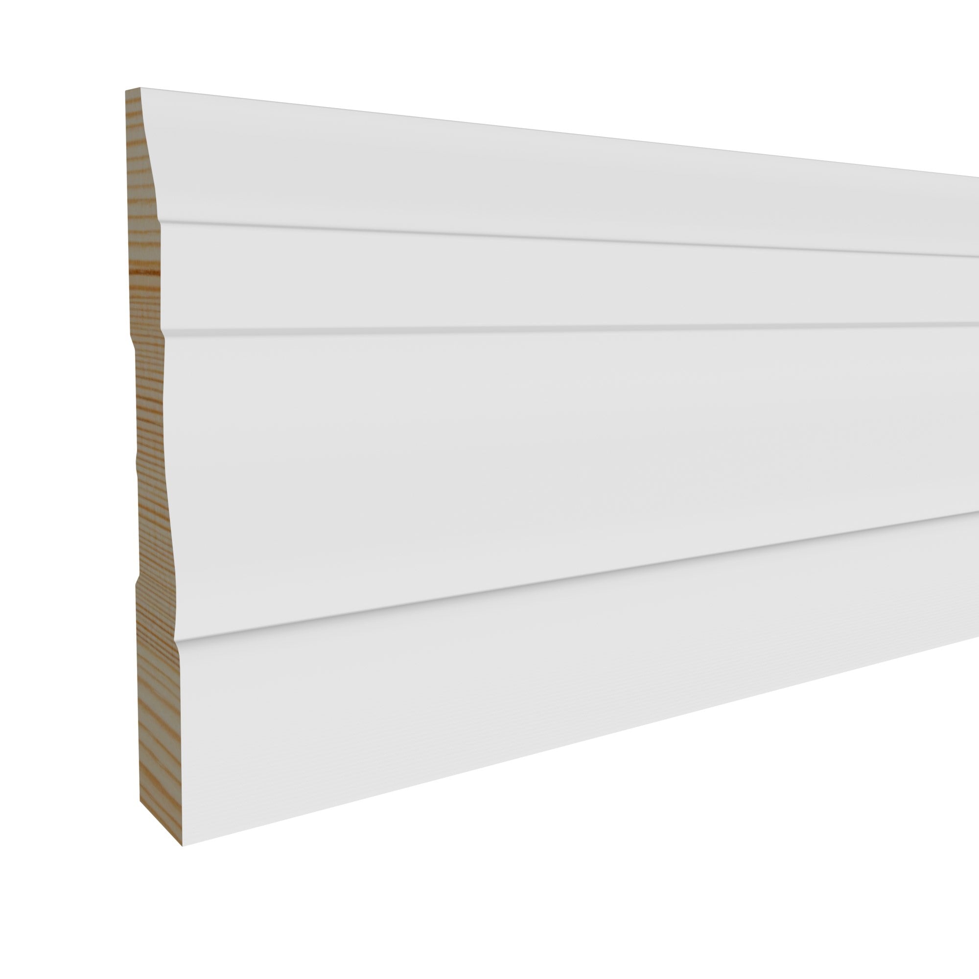 9/16 in x 3-1/4 in x 16 ft M0566B Primed White Pine Wood Baseboard -  Moulding, durable composite construction with a smooth primed white finish for easy painting and installation.