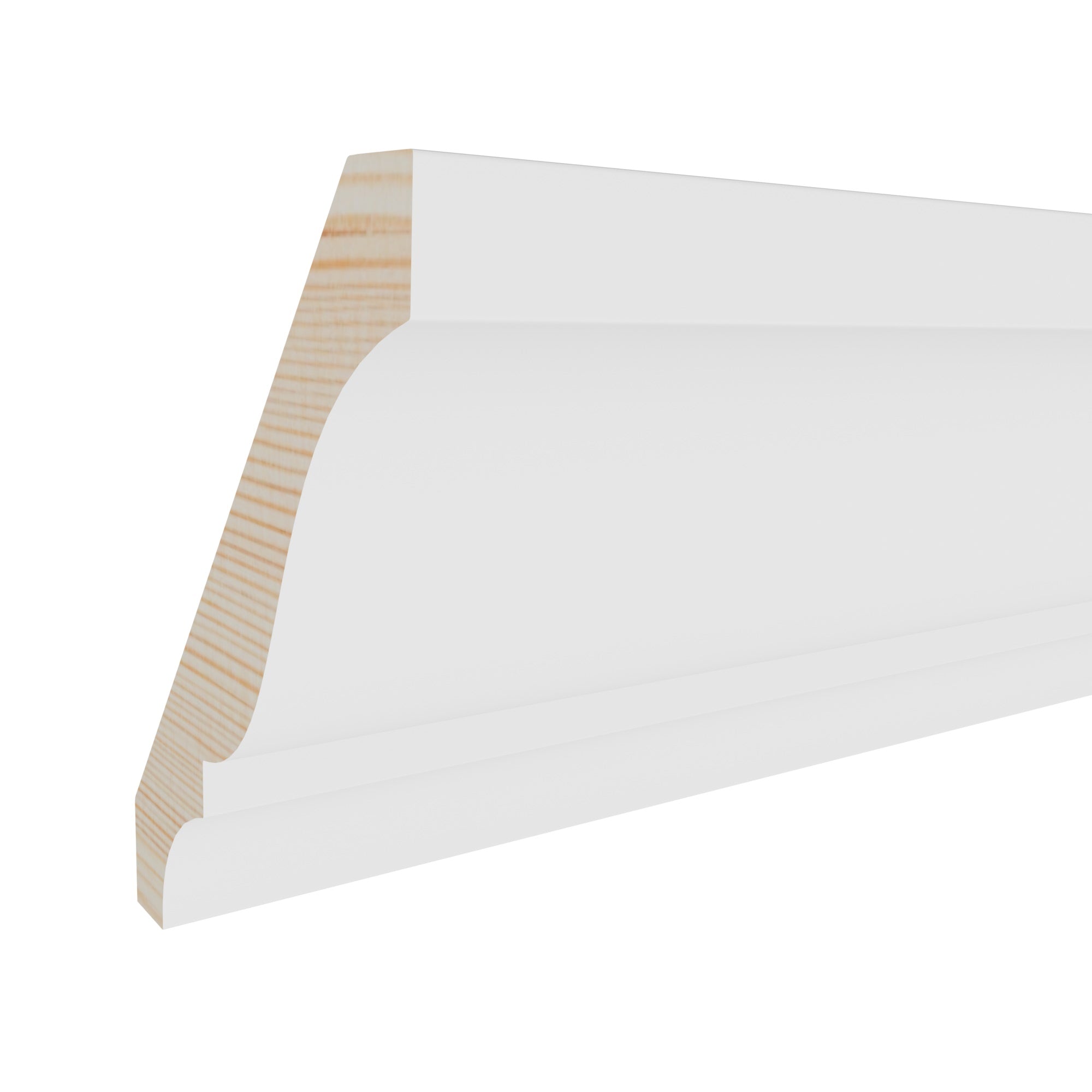 9/16 in x 4-1/4 in x 16 ft M0048A Primed White Pine Wood Crown -  Moulding, durable composite construction with a smooth primed white finish for easy painting and installation.