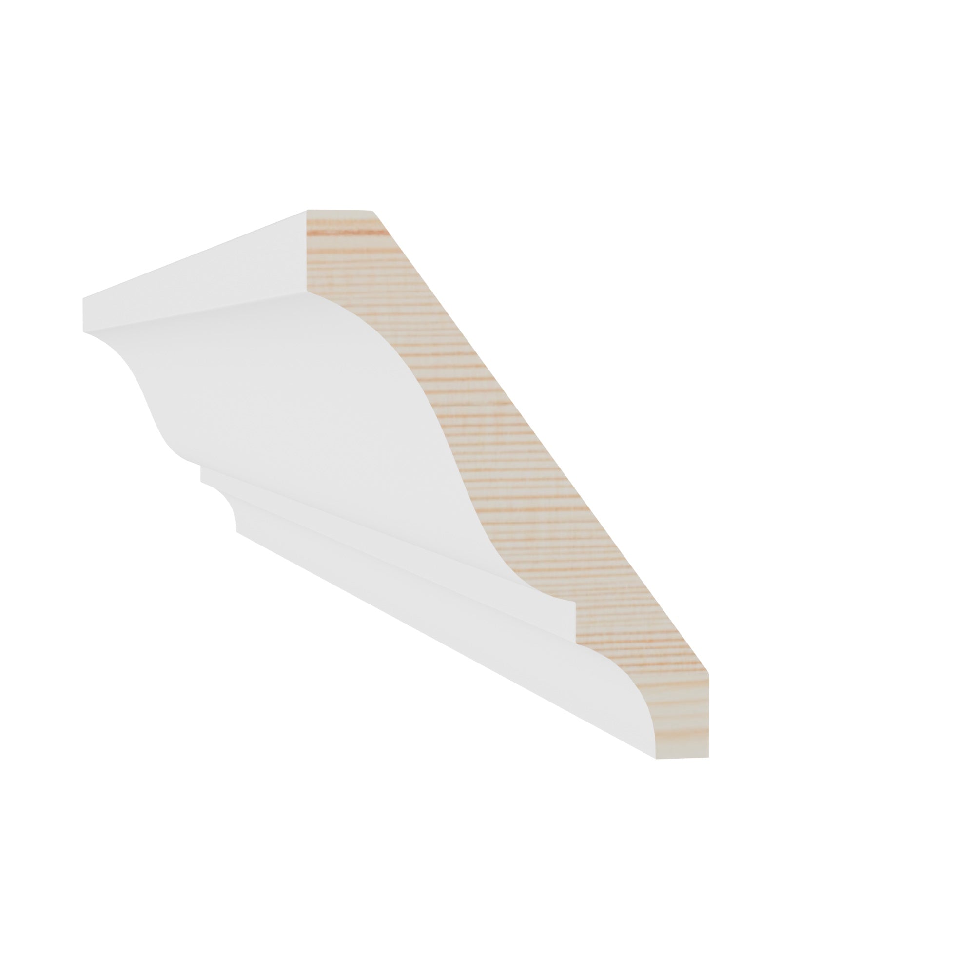 9/16 in x 4-1/4 in x 16 ft M0048A Primed White Pine Wood Crown -  Moulding - high-quality decorative trim for doors, windows, and interior finishing.
