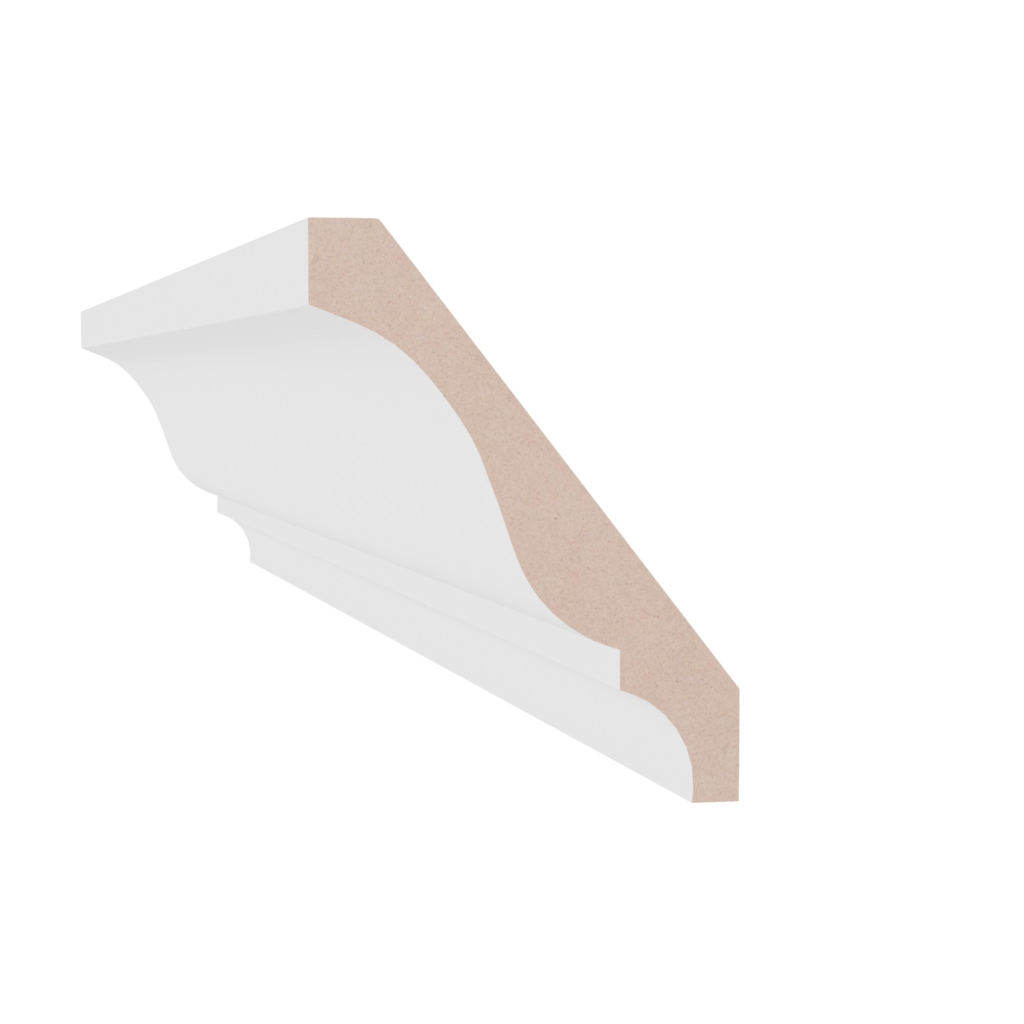 9/16 in x 4-5/8 in x 16 ft M0047Z Primed White MDF Crown -  Moulding - high-quality decorative trim for doors, windows, and interior finishing.