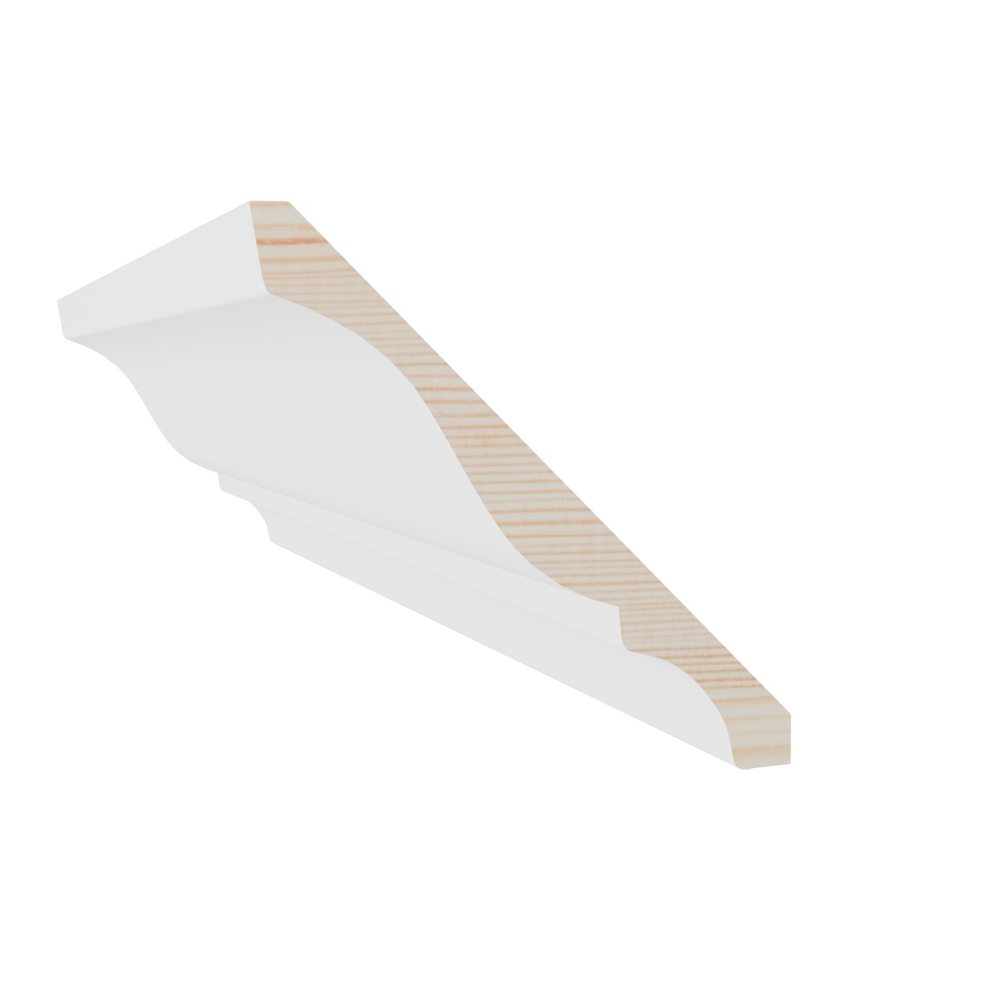 9/16 in x 5-1/4 in x 16 ft M0045T Primed White Pine Wood Crown -  Moulding - high-quality decorative trim for doors, windows, and interior finishing.
