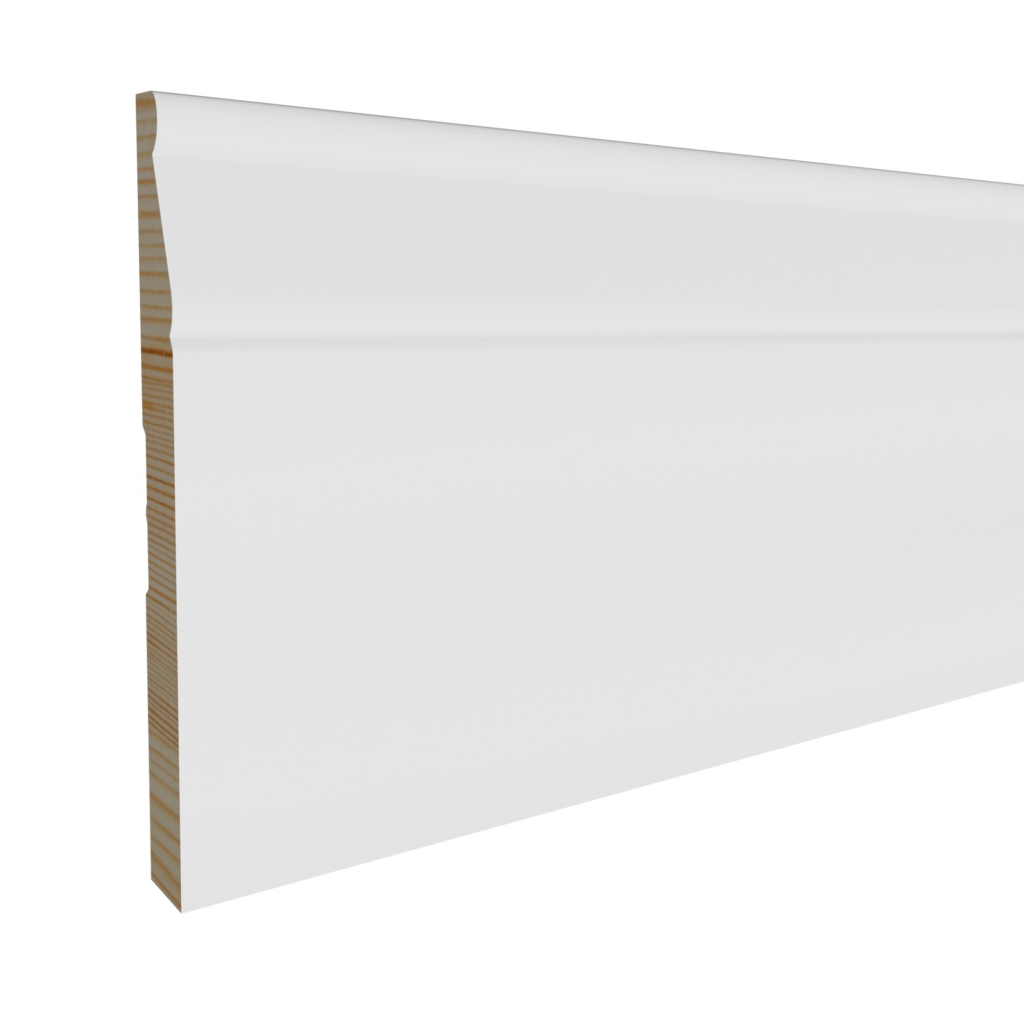 9/16 in x 5-1/4 in x 16 ft M0742H Primed White Pine Wood Baseboard -  Moulding, durable composite construction with a smooth primed white finish for easy painting and installation.