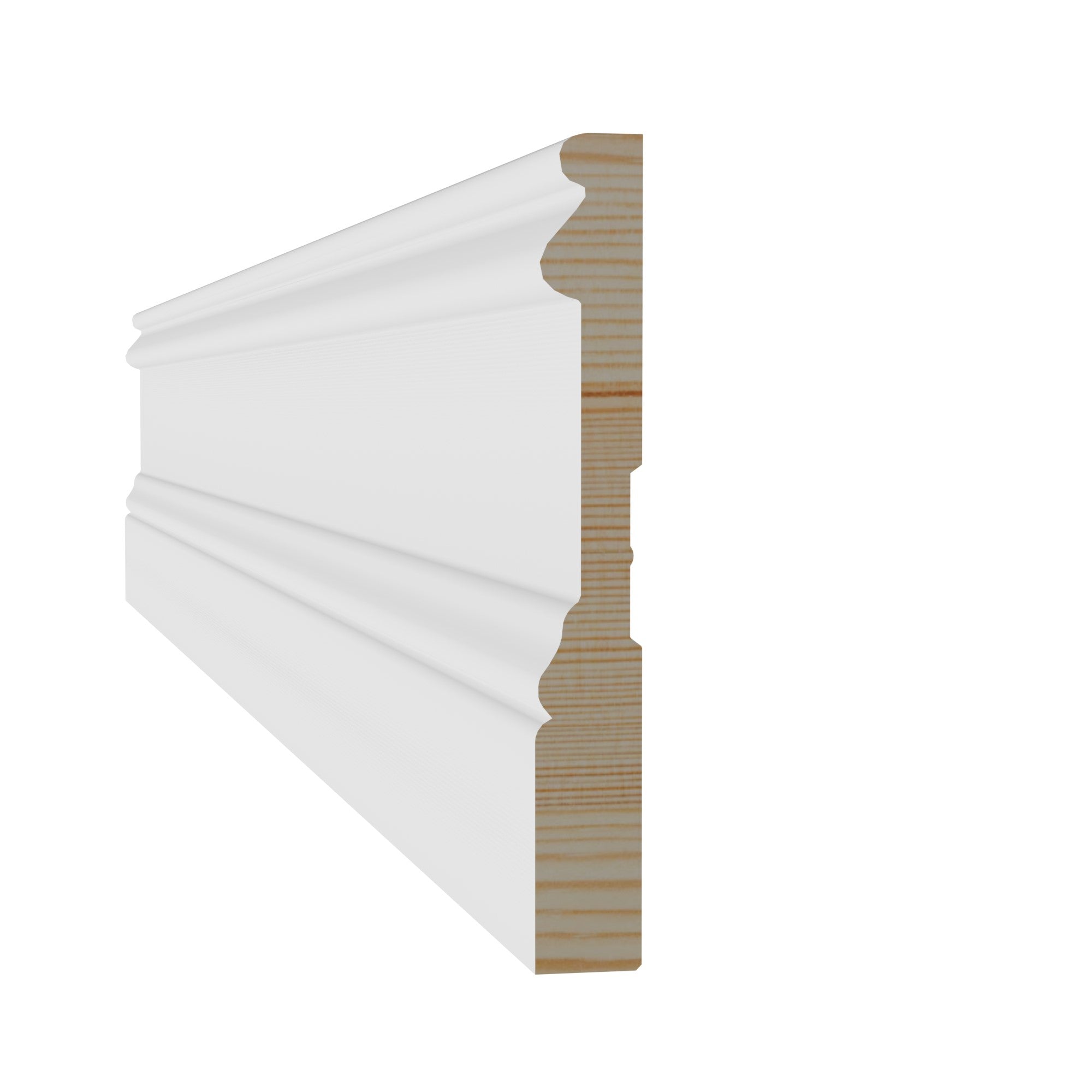 9/16 in x 5-1/4 in x 16 ft M1692P Primed White Pine Wood Baseboard -  Moulding - high-quality decorative trim for doors, windows, and interior finishing.
