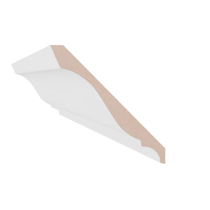 9/16 in x 5-1/4 in x 16 ft M4007E Primed White MDF Crown -  Moulding - high-quality decorative trim for doors, windows, and interior finishing.