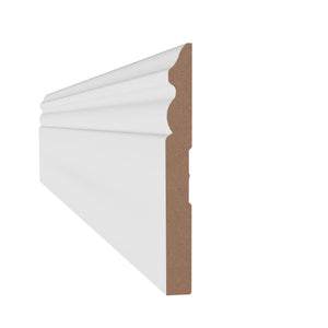9/16 in x 5-1/4 in x 16 ft M8744A Primed White MDF-UL Baseboard -  Moulding - high-quality decorative trim for doors, windows, and interior finishing.