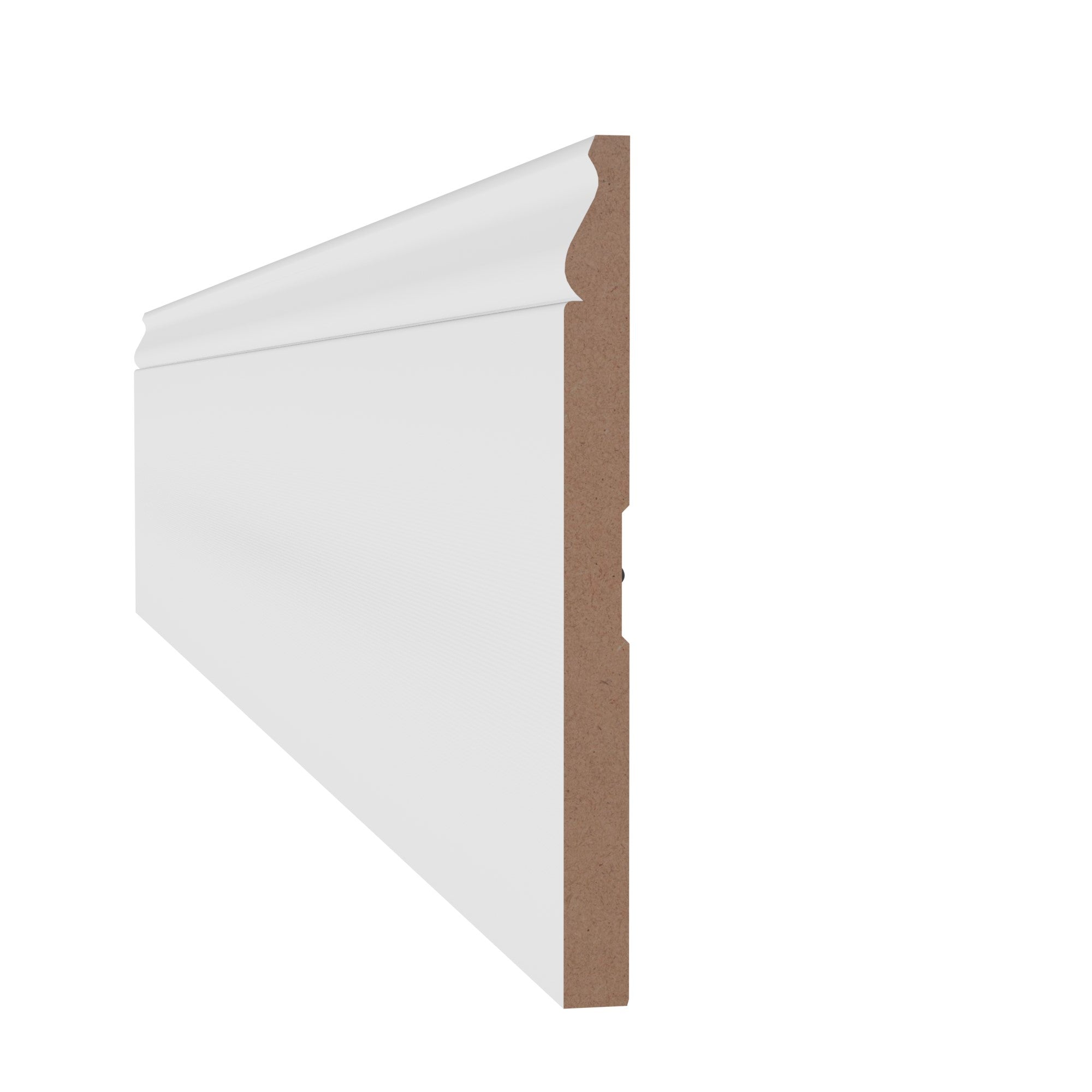 9/16 in x 7-1/4 in x 16 ft M0738Z Primed White MDF-UL Baseboard -  Moulding - high-quality decorative trim for doors, windows, and interior finishing.
