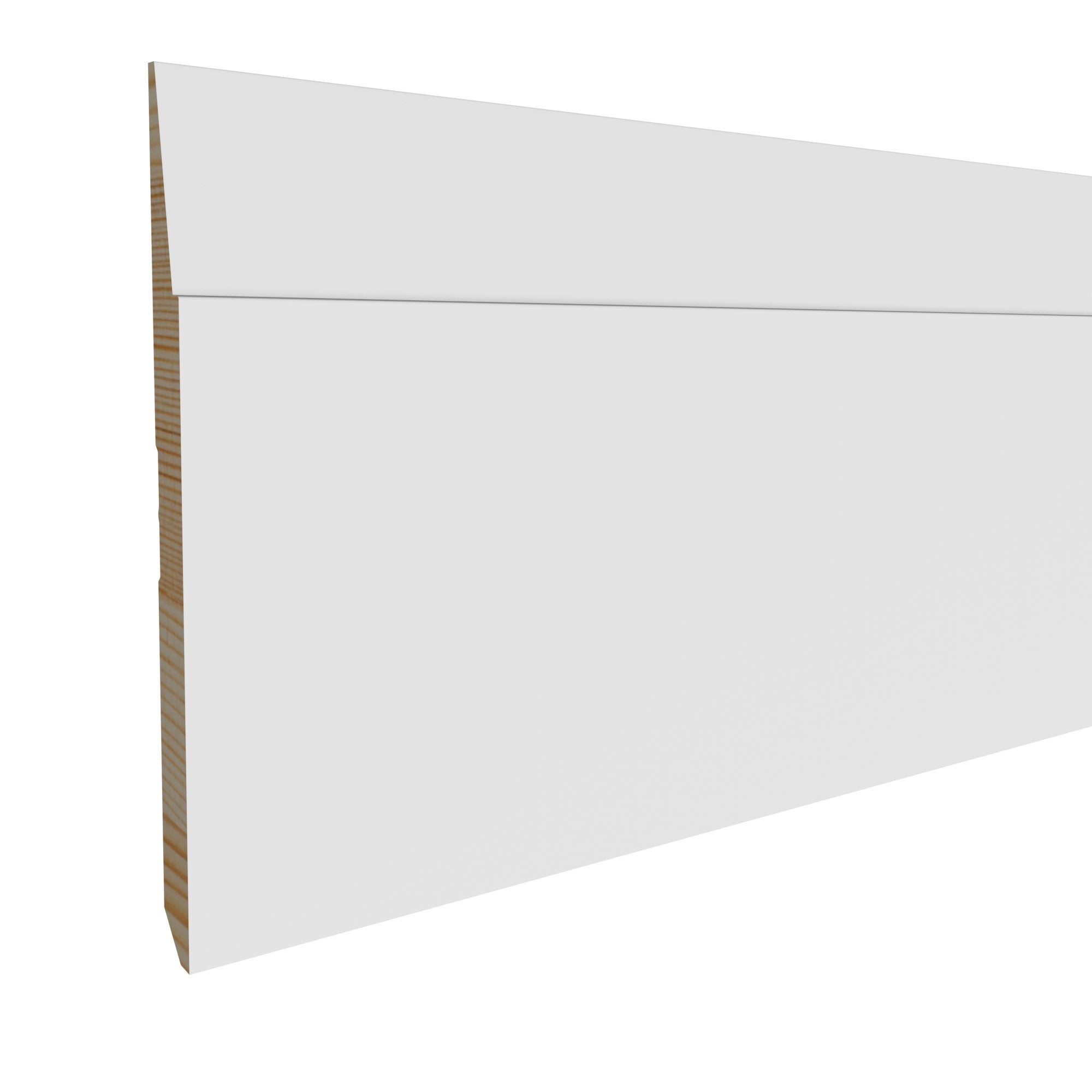9/16 in x 7-1/4 in x 16 ft M2015L Primed White Pine Wood Baseboard -  Moulding, durable composite construction with a smooth primed white finish for easy painting and installation.
