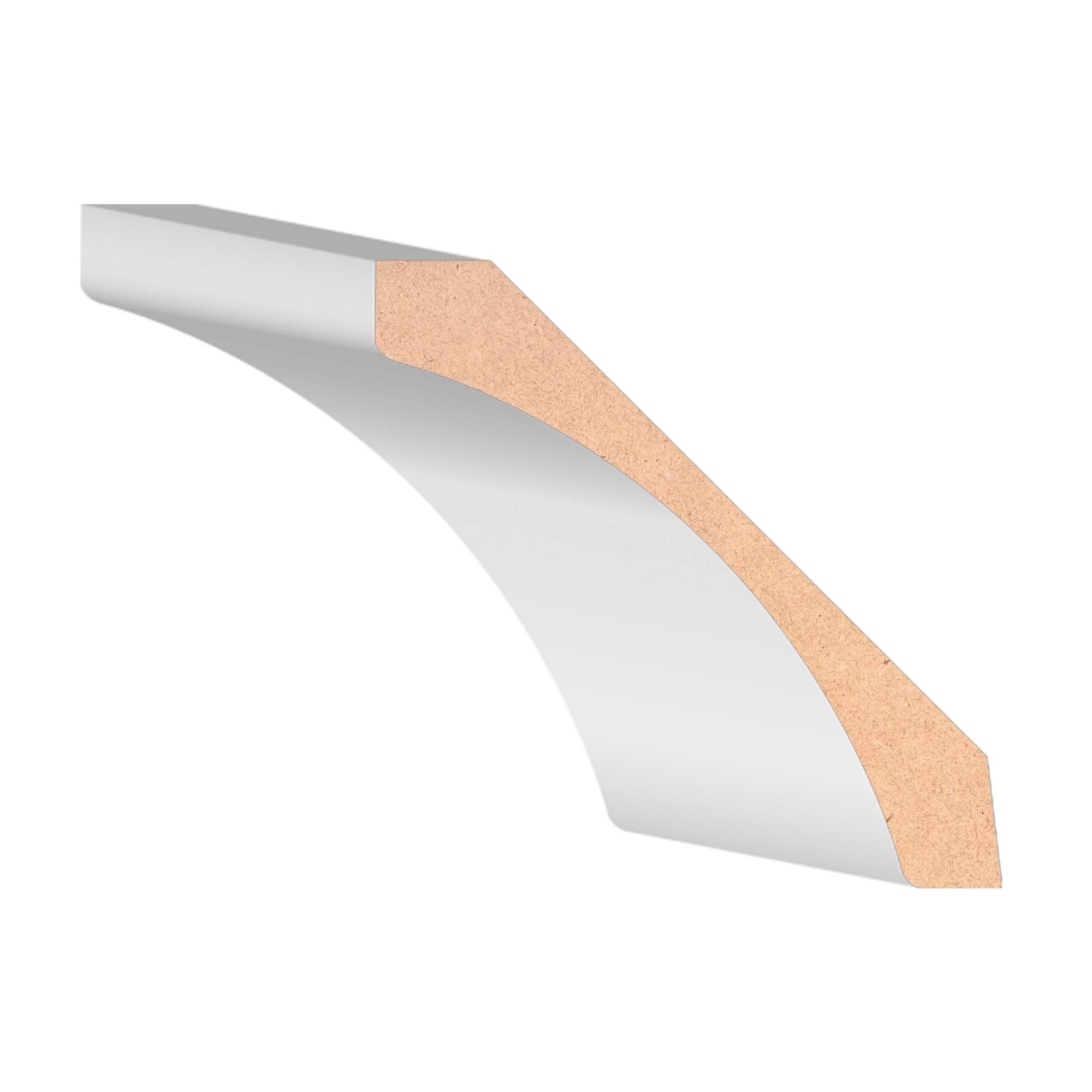 9/16 in x 4-1/4 in x 16 ft M0048A Primed White MDF Crown -  Moulding, durable composite construction with a smooth primed white finish for easy painting and installation.