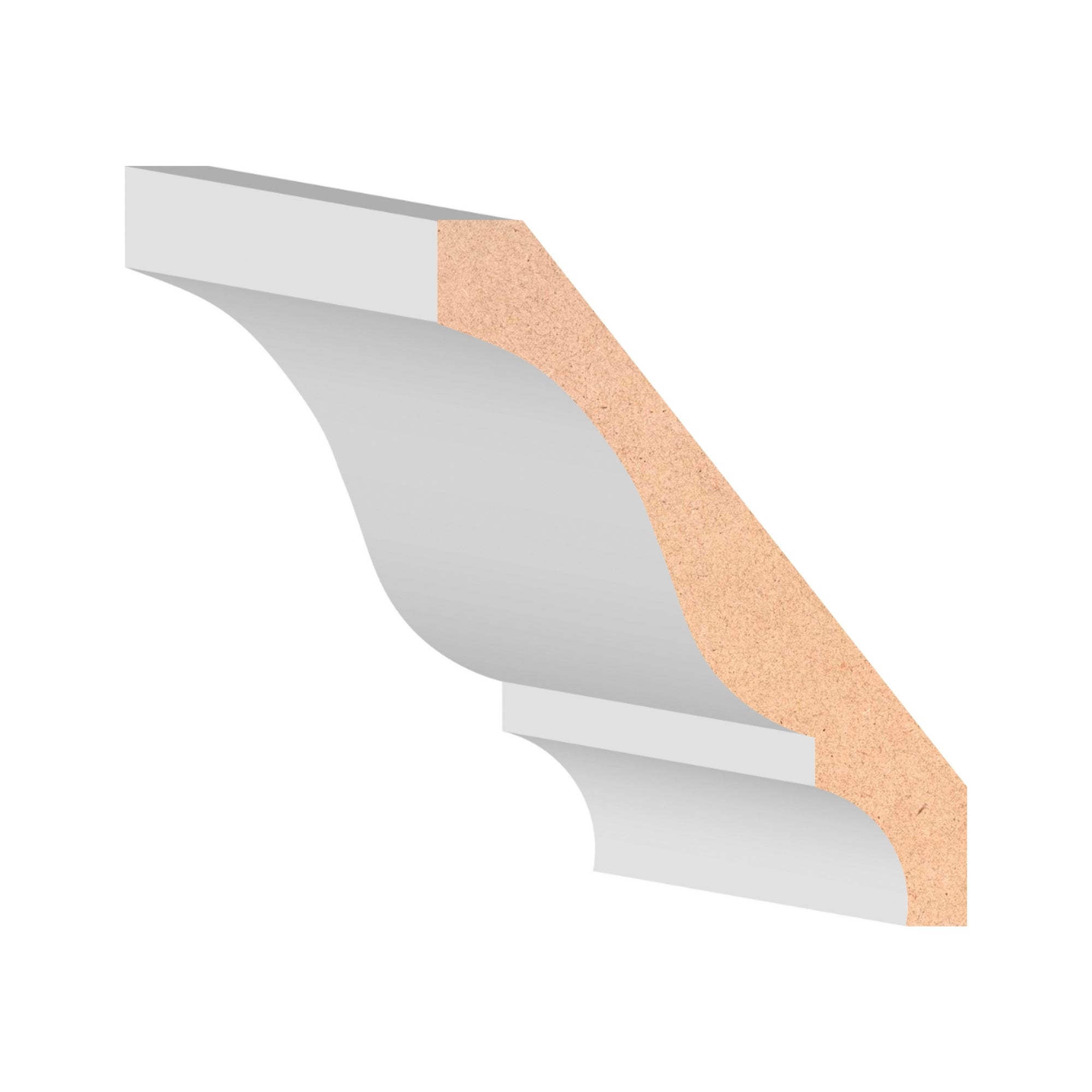 9/16 in x 4-5/8 in x 16 ft M0047Z Primed White MDF Crown -  Moulding, durable composite construction with a smooth primed white finish for easy painting and installation.