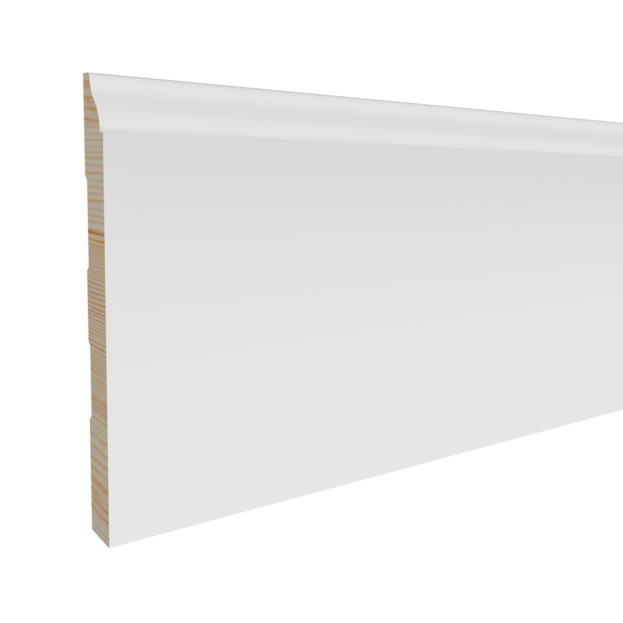 9/16 in x 5-1/4 in x 16 ft M618P Primed White Pine Wood Baseboard -  Moulding, durable composite construction with a smooth primed white finish for easy painting and installation.