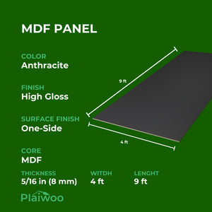 Arkopa Anthracite HG MDF Panel One-Side (8mm) 5/16 in x 4 ft x 9 ft