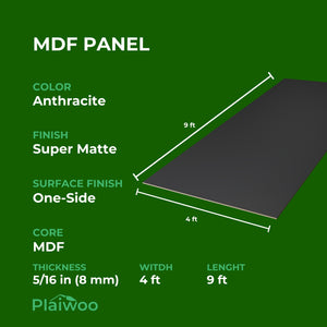 Arkopa Anthracite SM MDF Panel One-Side (8mm) 5/16 in x 4 ft x 9 ft