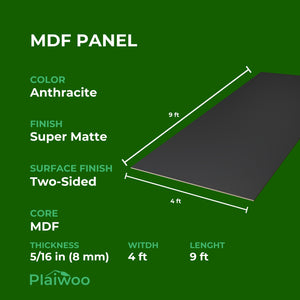 Arkopa Anthracite SM MDF Panel Two-Sided (8mm) 5/16 in x 4 ft x 9 ft