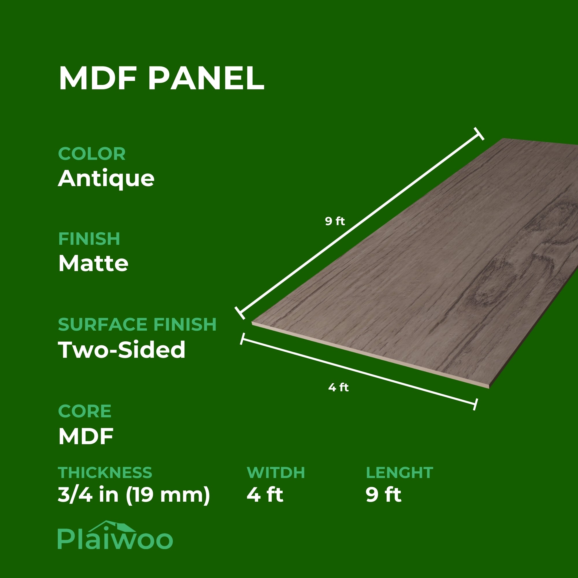 Arkopa Antique MT MDF Panel Two-Sided (19mm) 3/4 in x 4 ft x 9 ft
