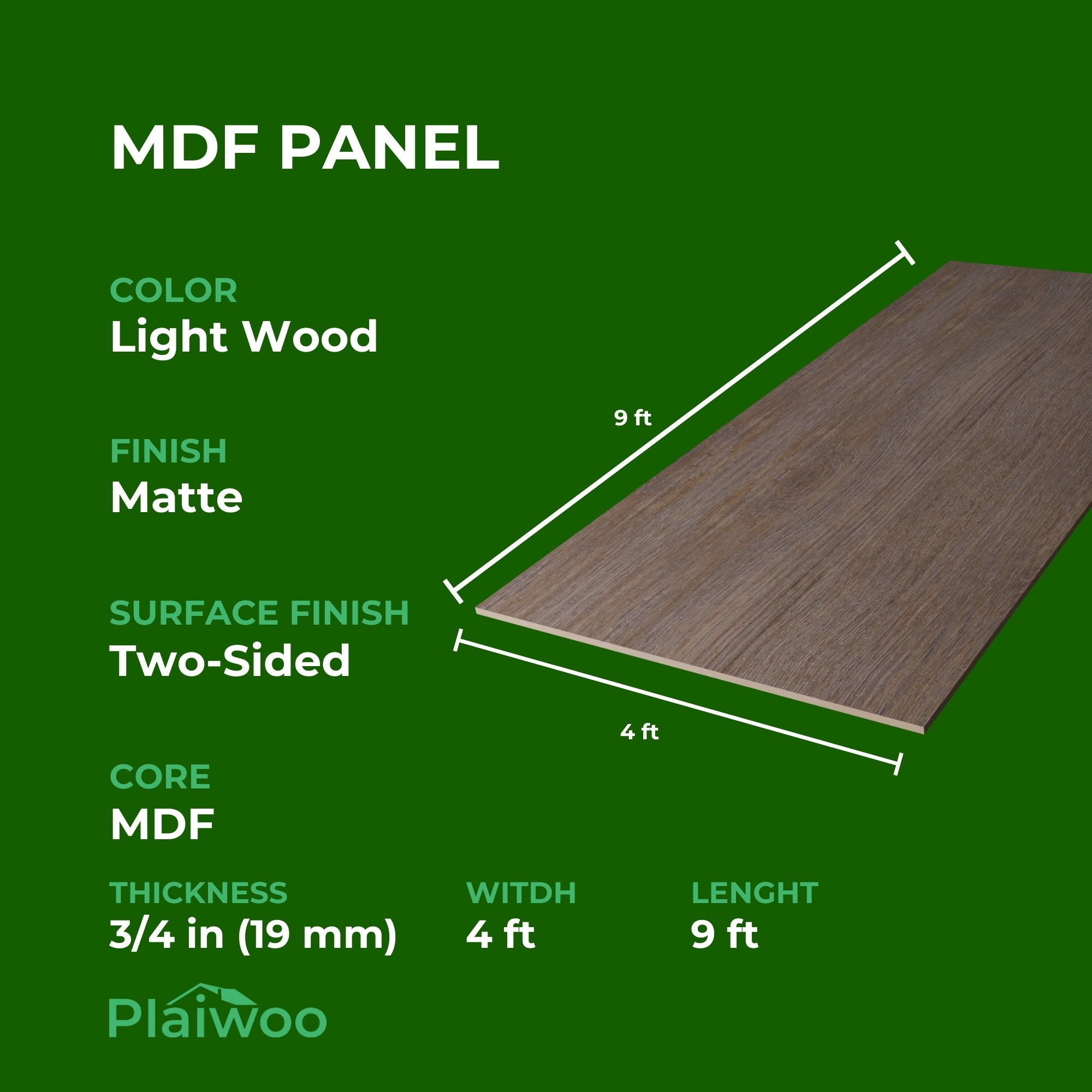 Arkopa Light Wood MT MDF Panel Two-Sided (19mm) 3/4 in x 4 ft x 9 ft