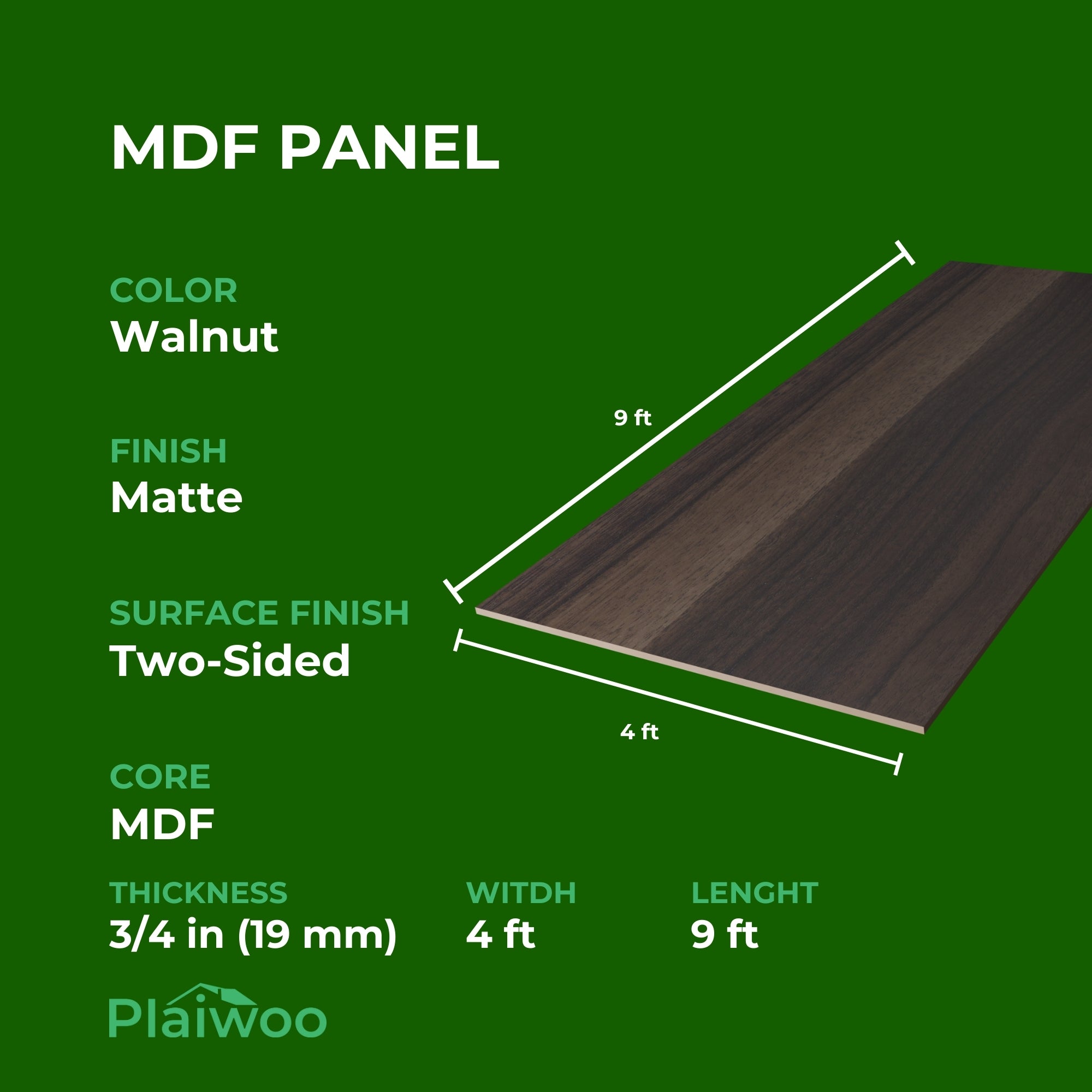 Arkopa Walnut MT MDF Panel Two-Sided (19mm) 3/4 in x 4 ft x 9 ft