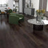 Room showing a waterproof floor, product Tuscany Brown Supreme Waterproof Flooring - Rigid Core SPC Plank (5.7 mm x 7 in x 49 in (4.2 Rigid Core +1.5 mm EV) 27,47 sqrft/box)