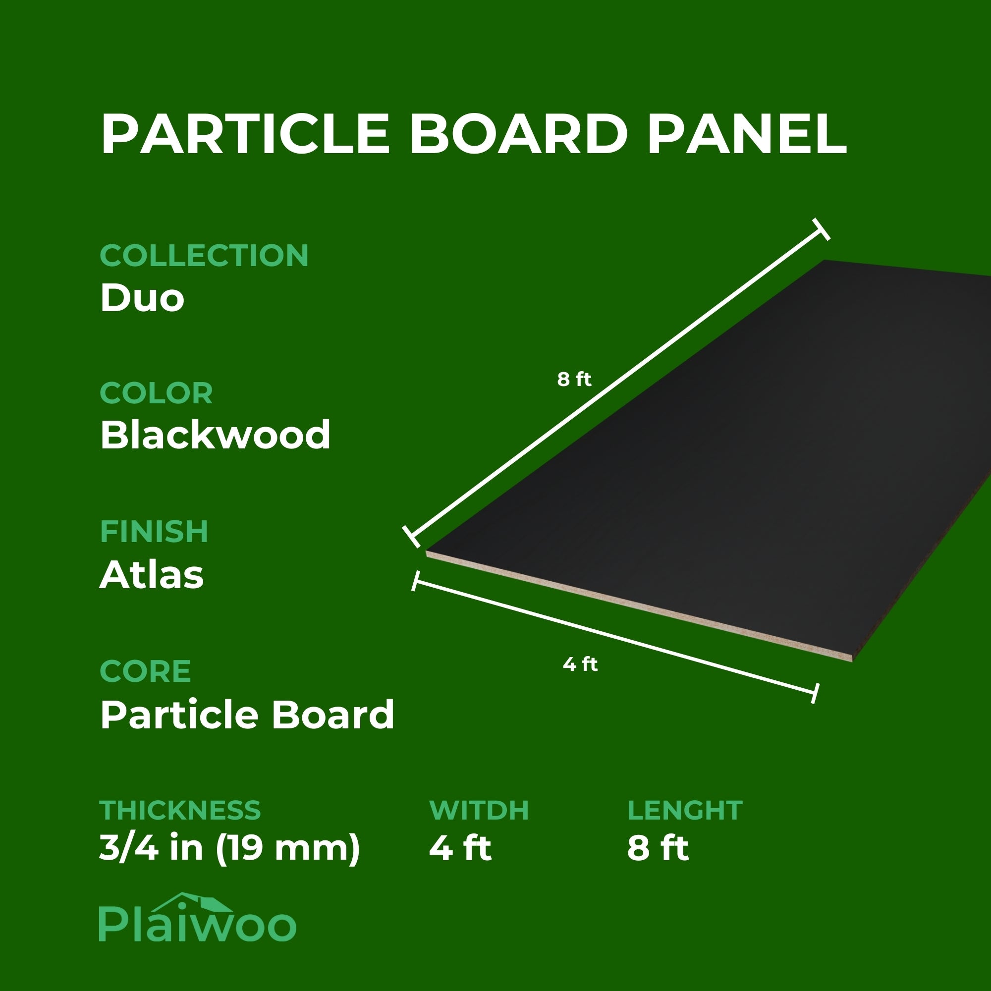 Finsa Blackwood Duo Melamine TFL Panel (3/4 in x 4 ft x 8 ft)
