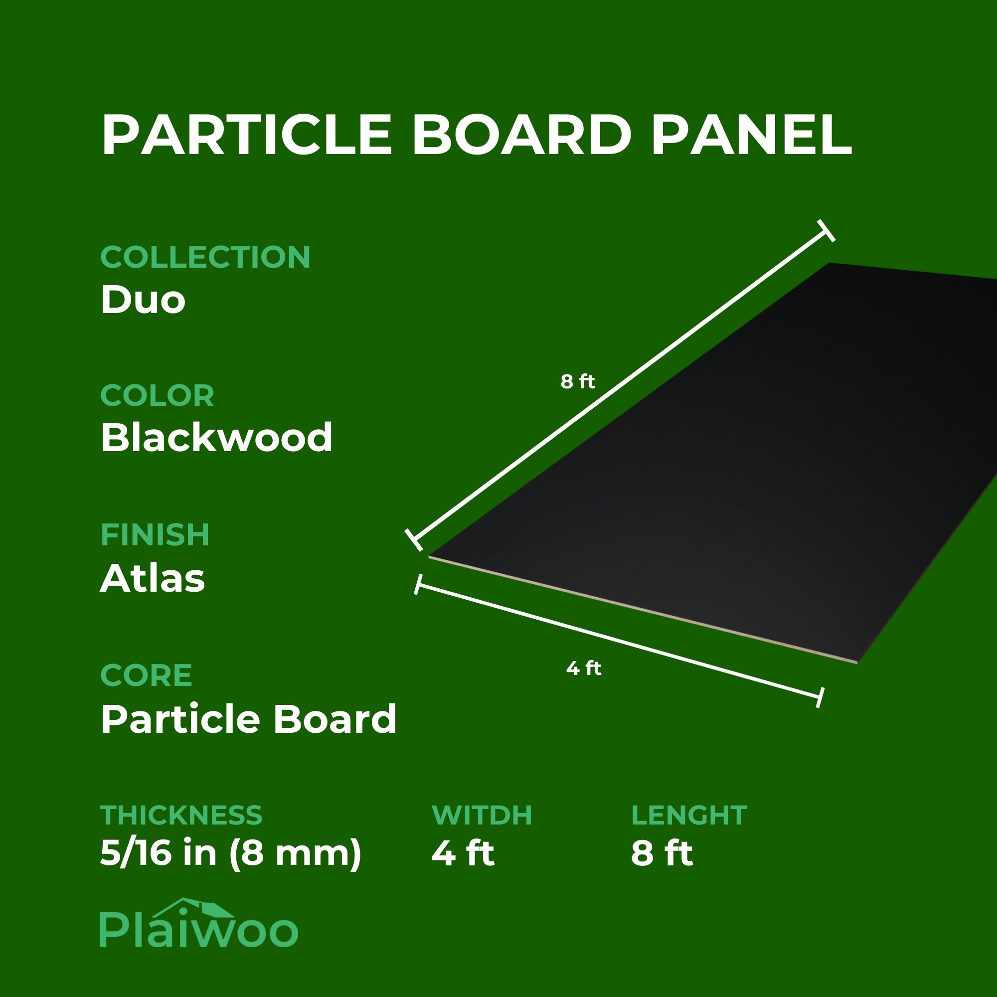 Finsa Blackwood Duo Melamine TFL Panel (5/16 in x 4 ft x 8 ft)
