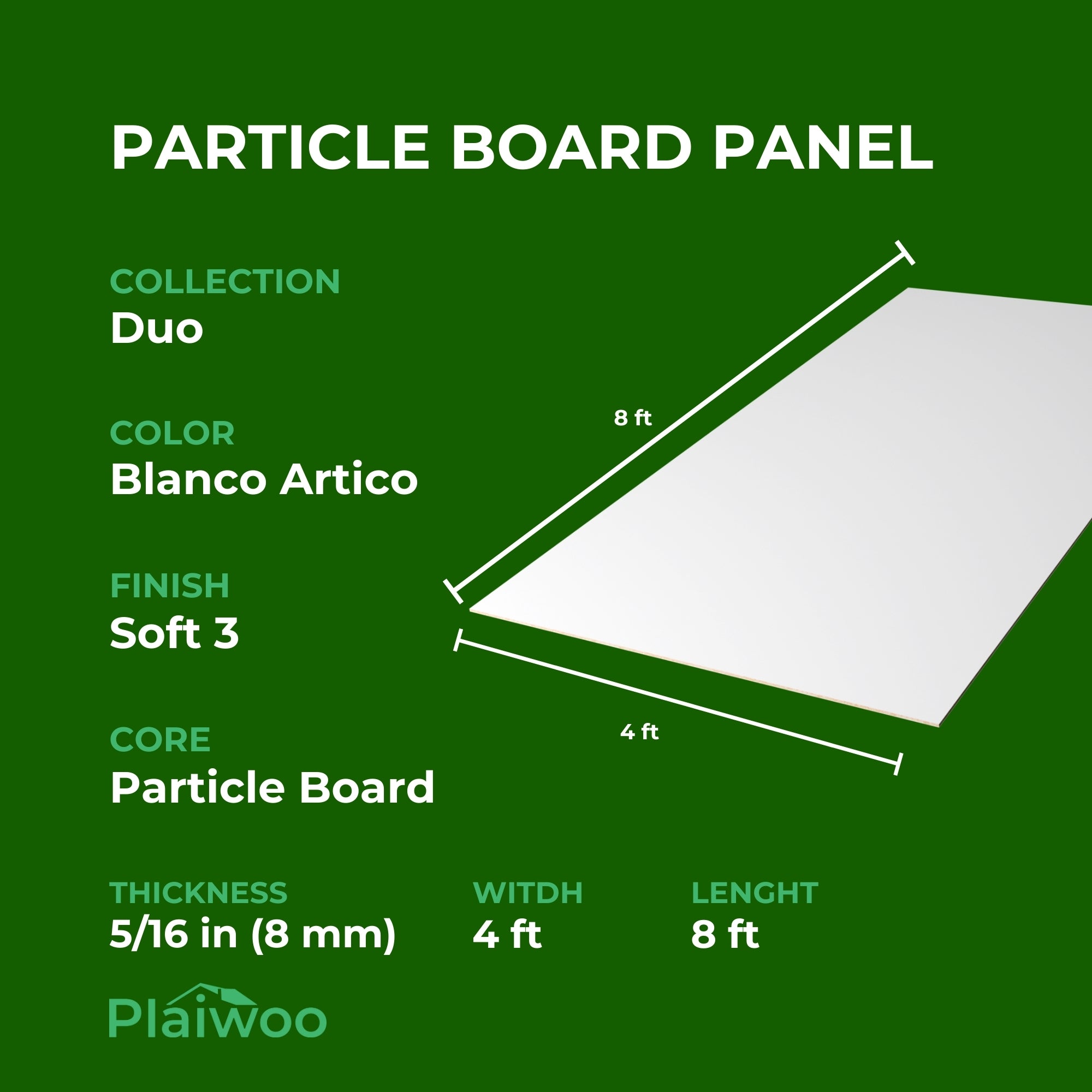 Finsa Blanco Artico Duo Melamine TFL Panel (5/16 in x 4 ft x 8 ft)