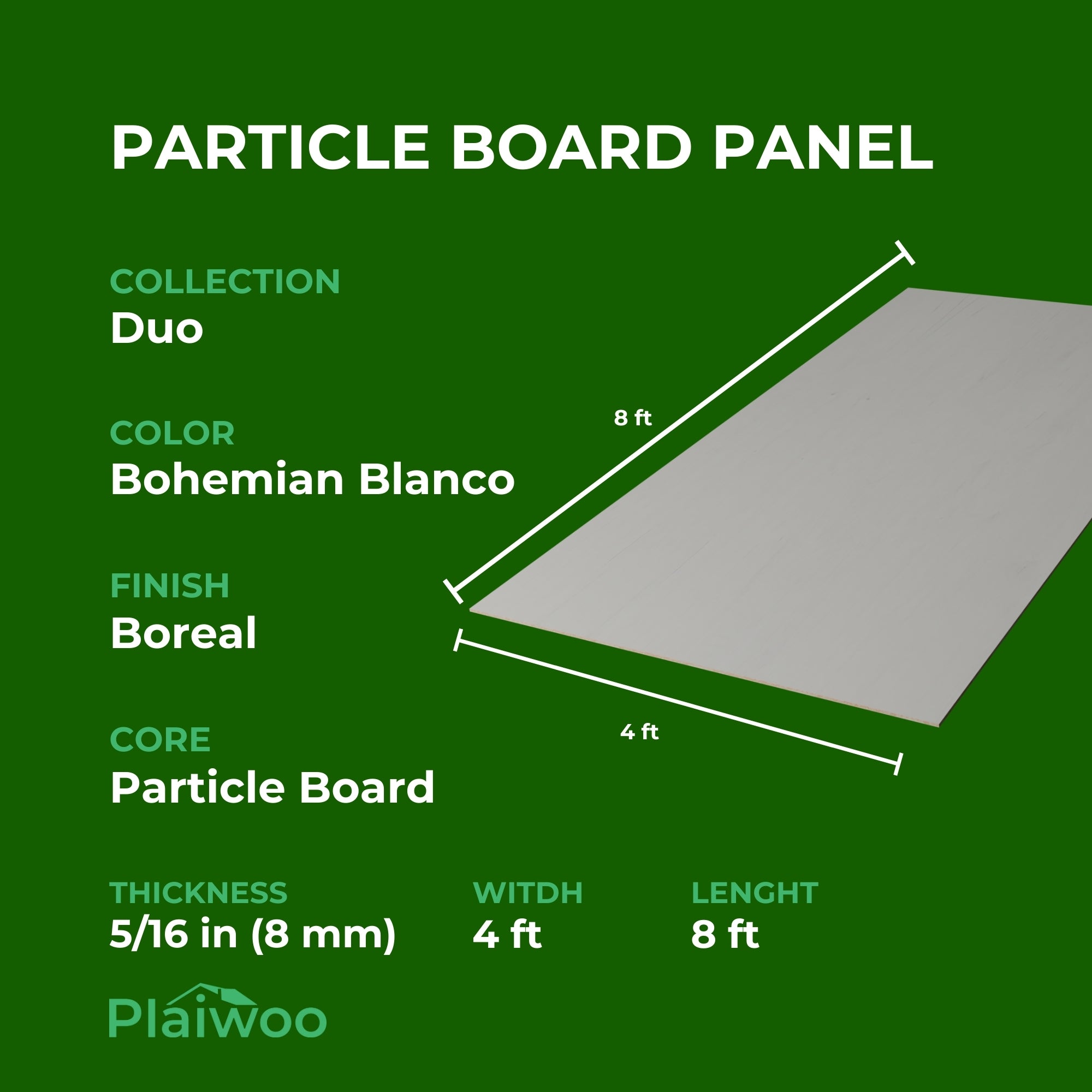 Finsa Bohemian Blanco Duo Melamine TFL Panel (5/16 in x 4 ft x 8 ft)