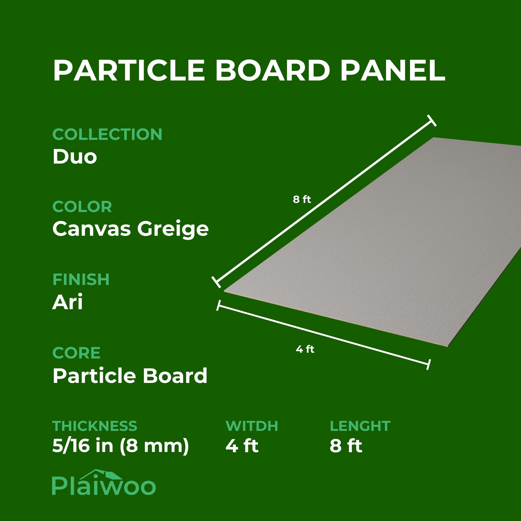 Finsa Canvas Greige Duo Melamine TFL Panel (5/16 in x 4 ft x 8 ft)