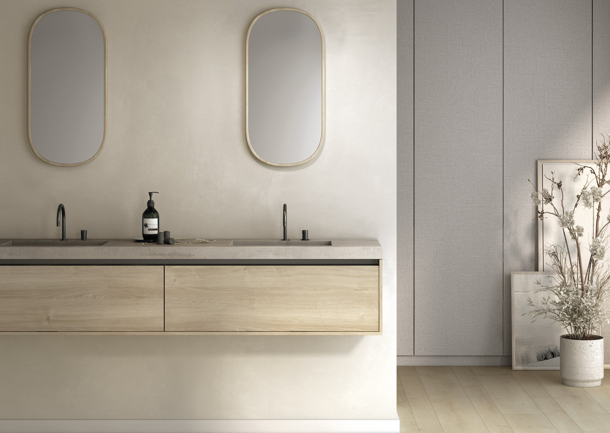 Finsa Canvas Greige Duo Melamine TFL Panel (5/16 in x 4 ft x 8 ft)