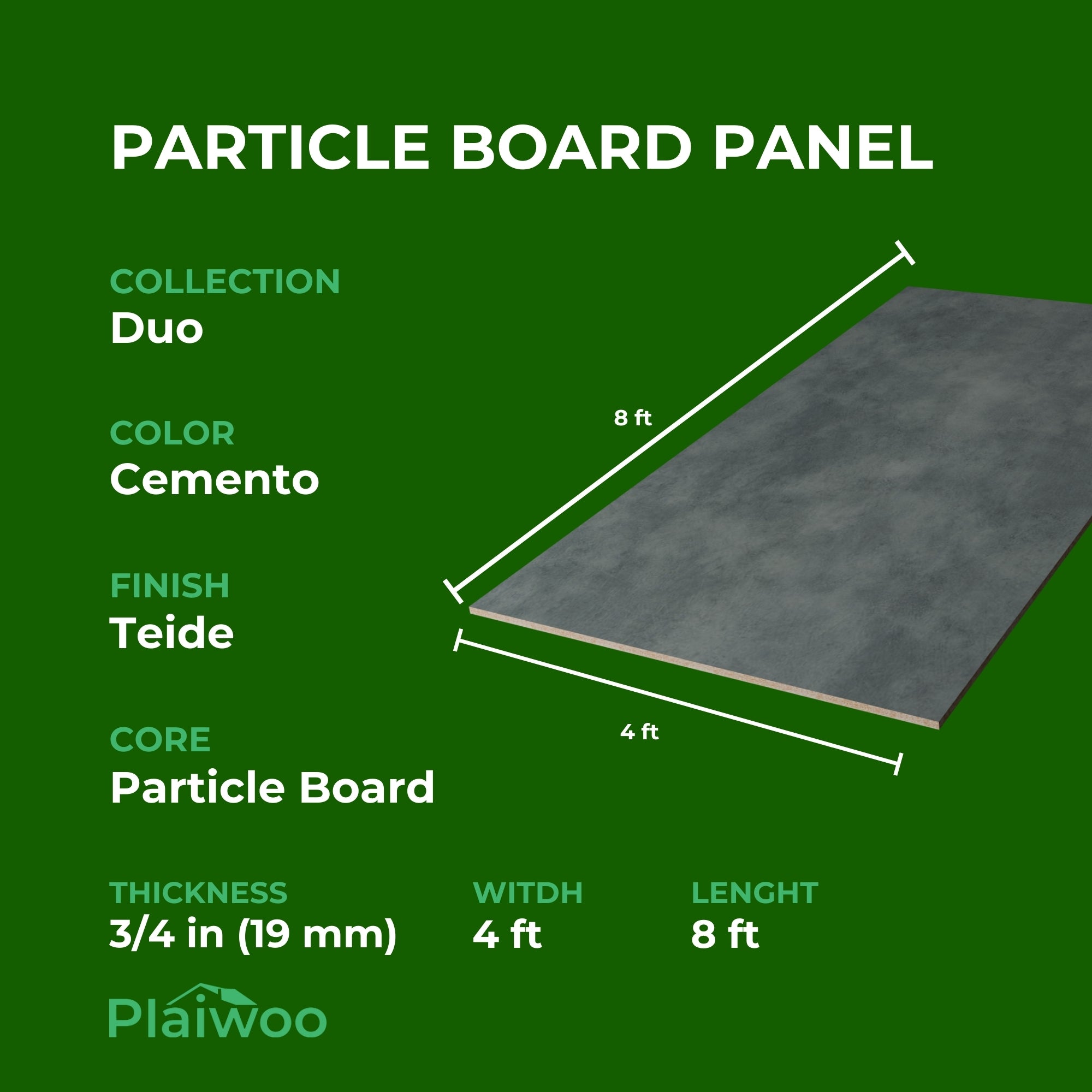 Finsa Cemento Duo Melamine TFL Panel (3/4 in x 4 ft x 8 ft)