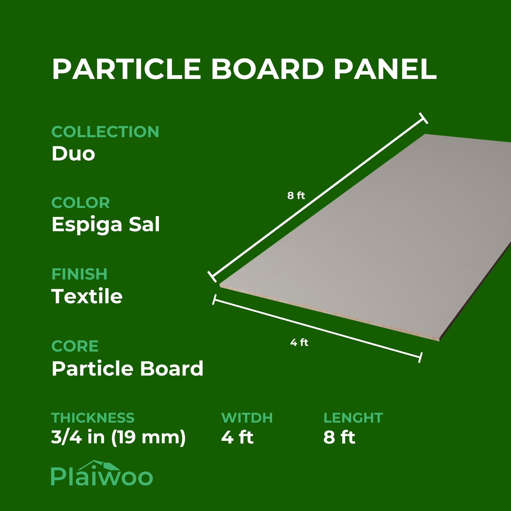 Finsa Espiga Sal Duo Melamine TFL Panel (3/4 in x 4 ft x 8 ft)
