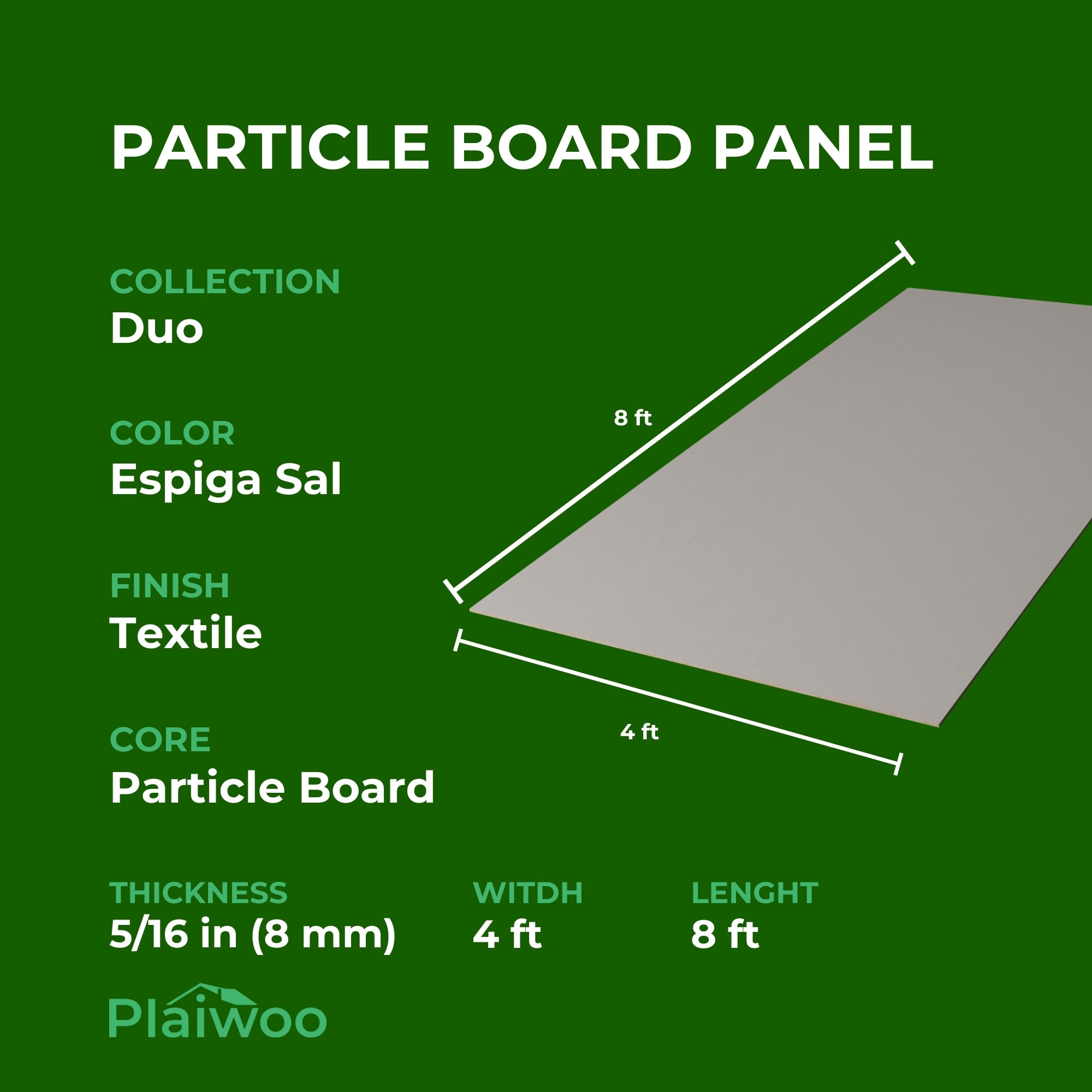 Finsa Espiga Sal Duo Melamine TFL Panel (5/16 in x 4 ft x 8 ft)