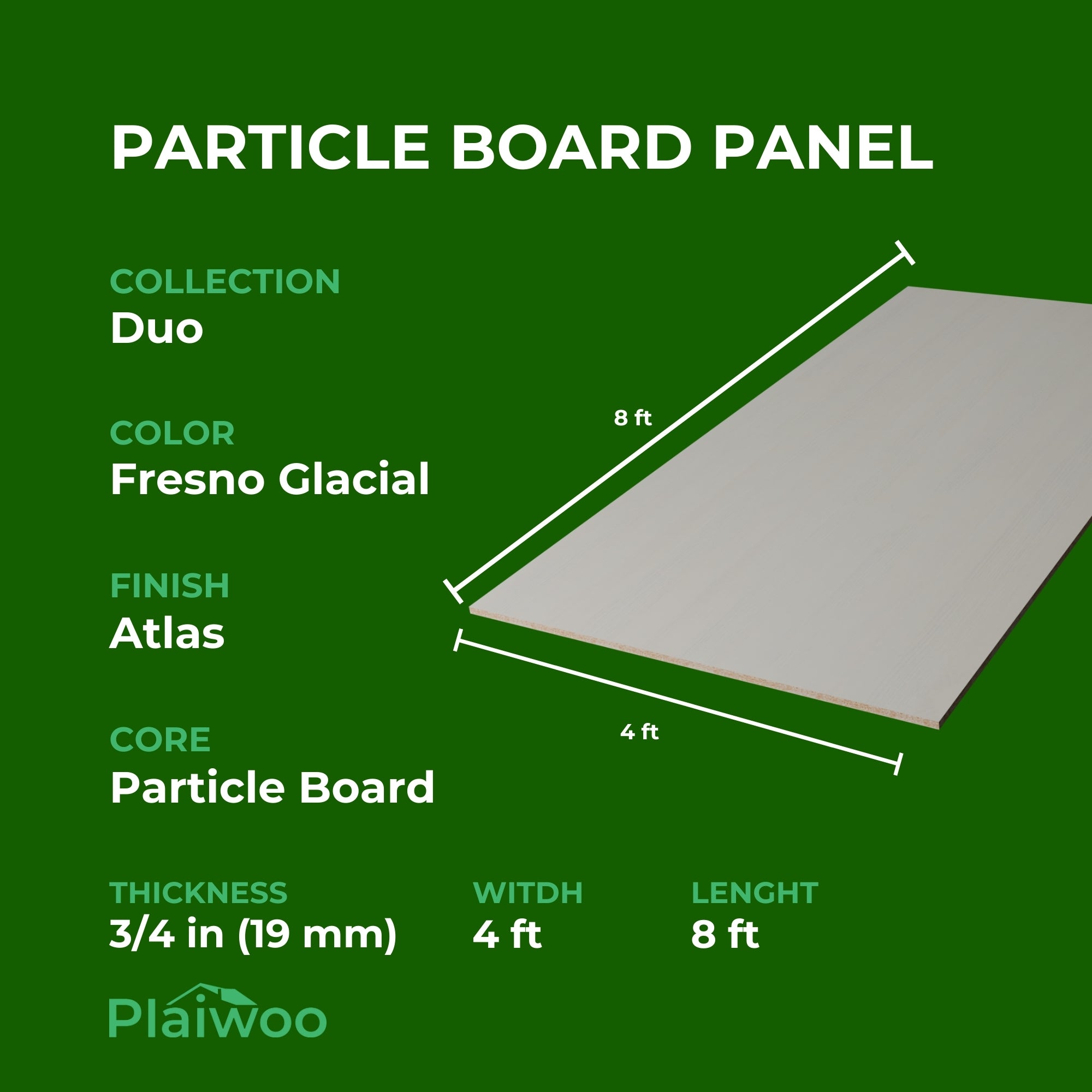 Finsa Fresno Glacial Duo Melamine TFL Panel (3/4 in x 4 ft x 8 ft)