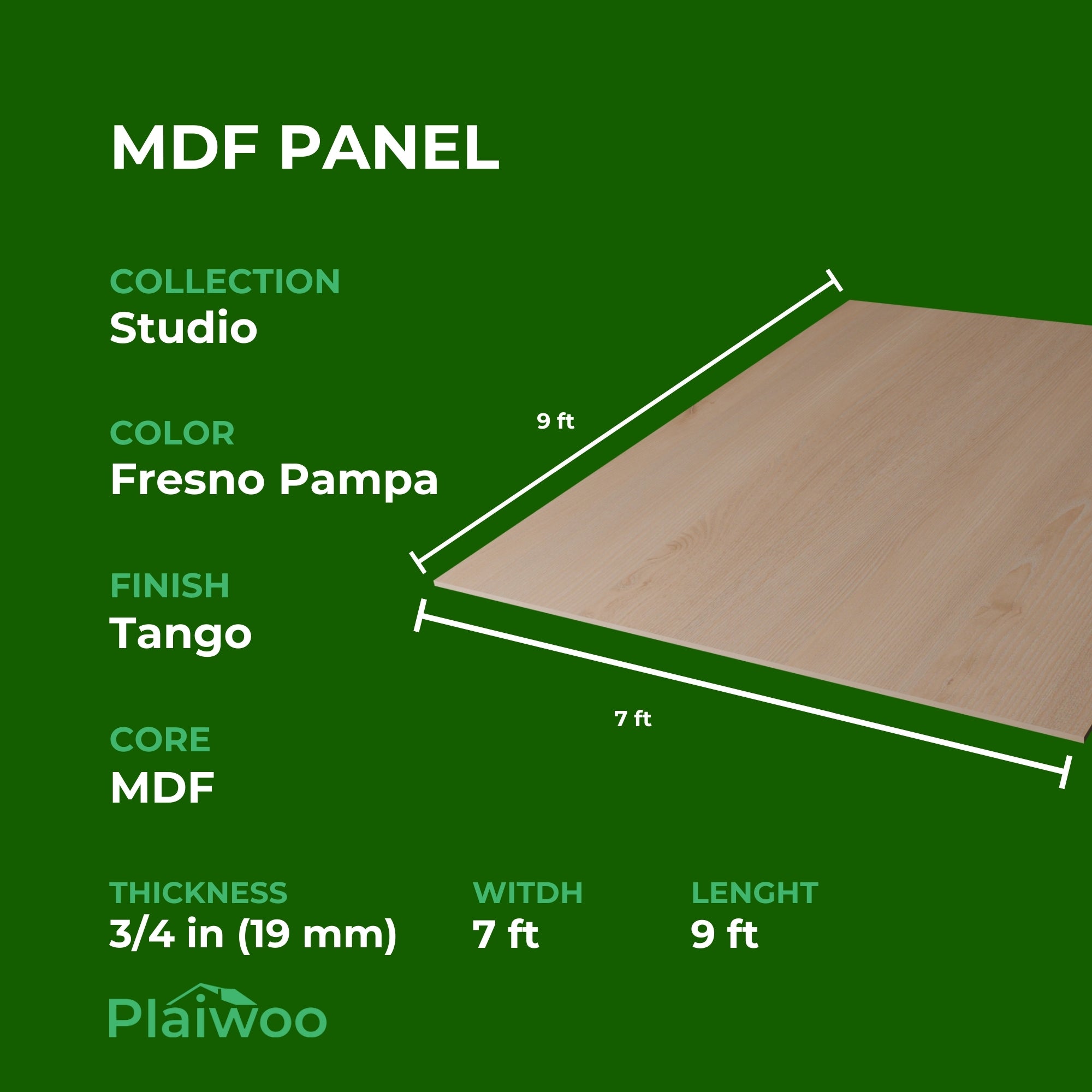 Finsa Fresno Pampa Studio Melamine TFL Panel (3/4 in x 7 ft x 9 ft)
