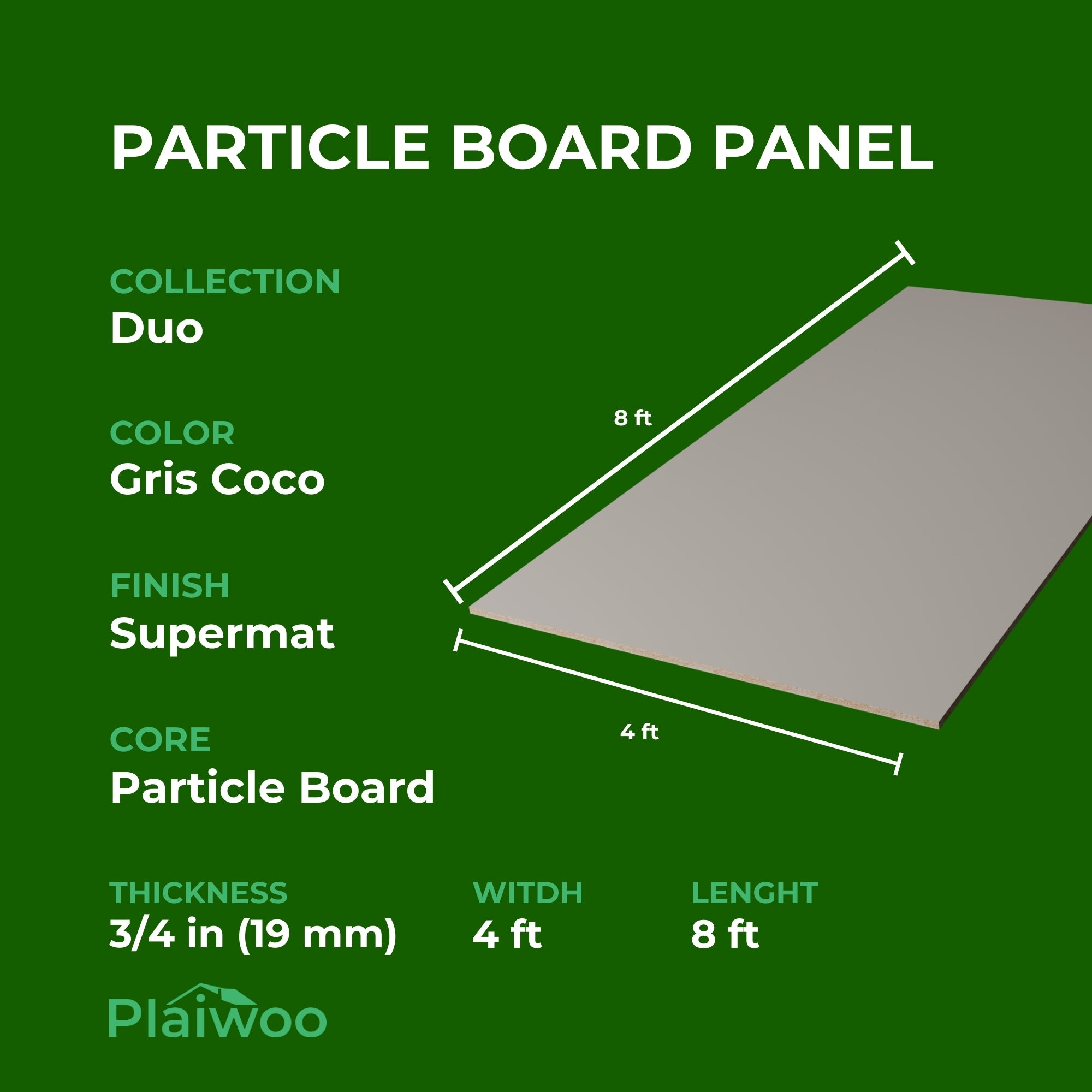 Finsa Gris Coco Duo Melamine TFL Panel (3/4 in x 4 ft x 8 ft)