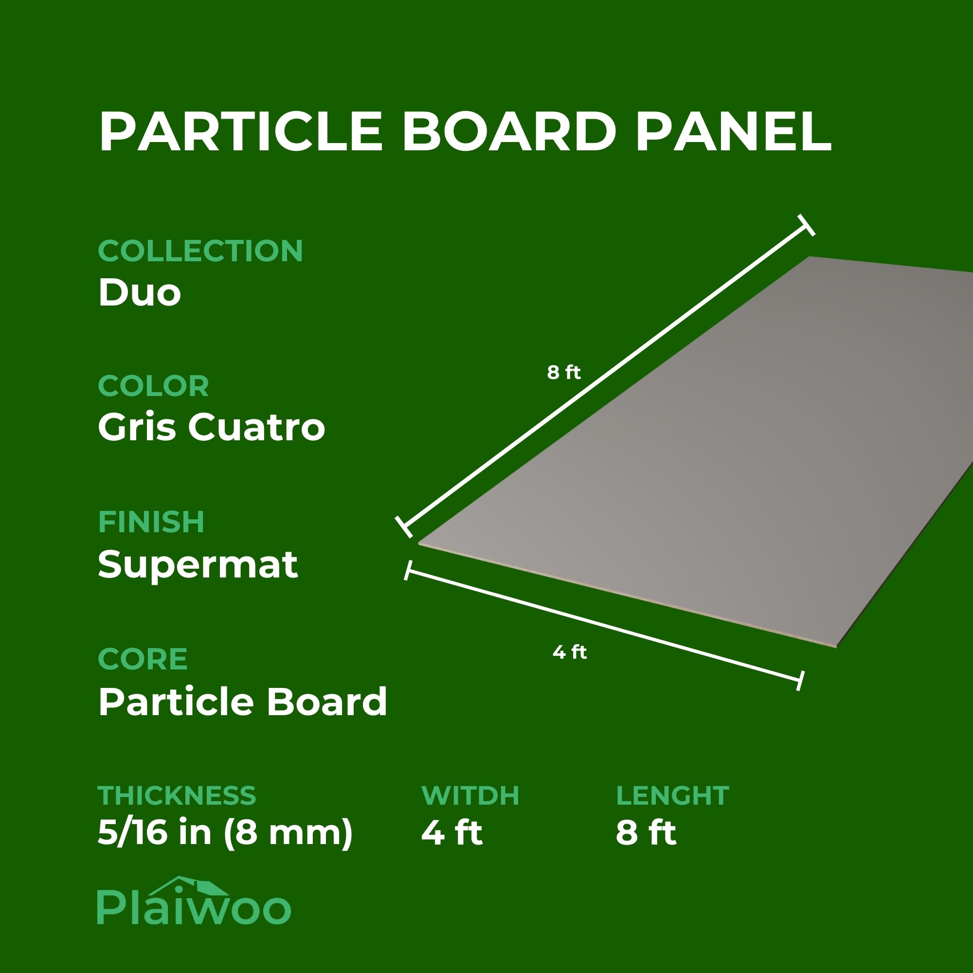 Finsa Gris Cuatro Duo Melamine TFL Panel (5/16 in x 4 ft x 8 ft)