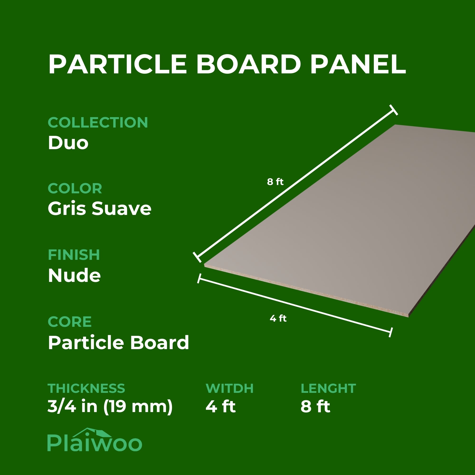 Finsa Gris Suave Duo Melamine TFL Panel (3/4 in x 4 ft x 8 ft)