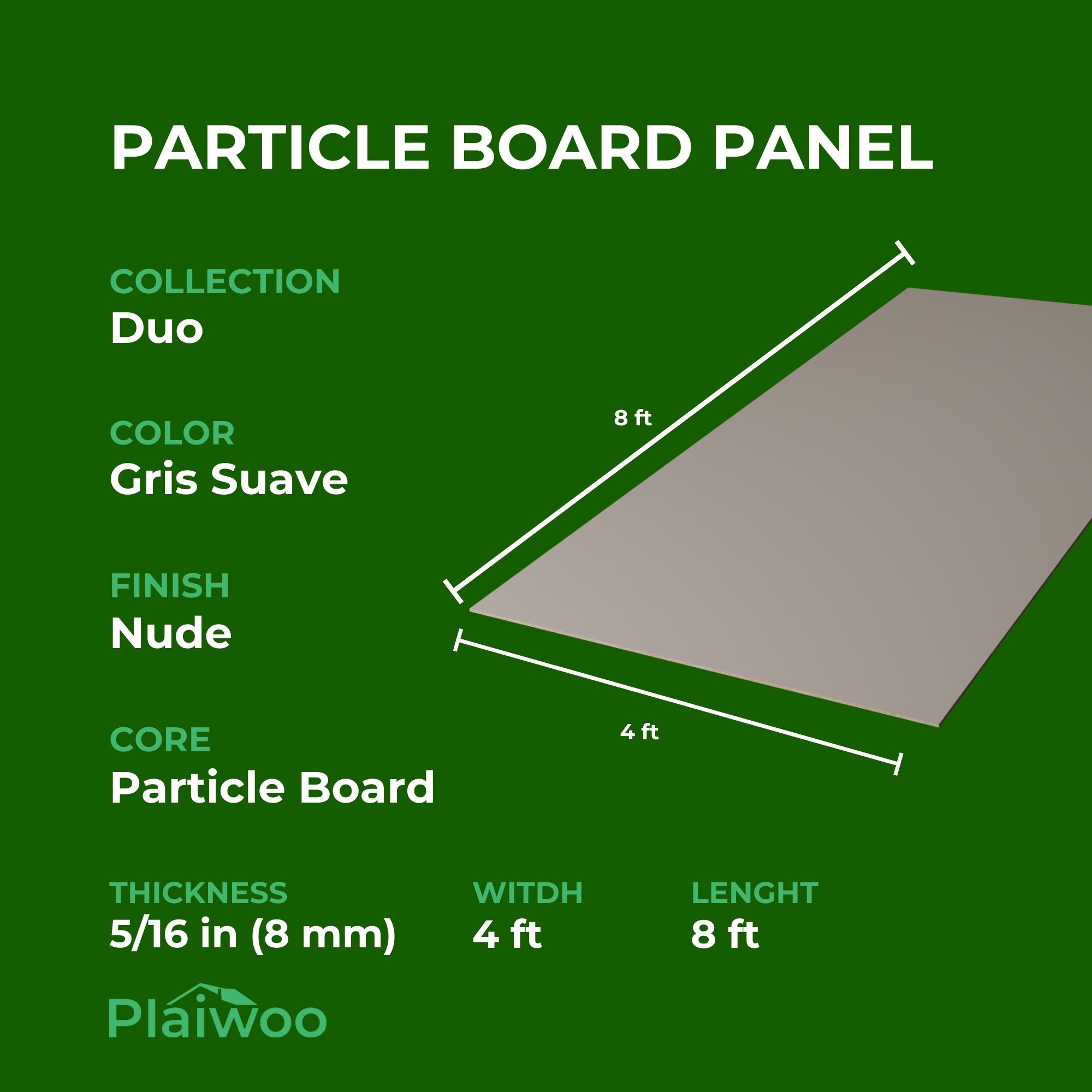 Finsa Gris Suave Duo Melamine TFL Panel (5/16 in x 4 ft x 8 ft)
