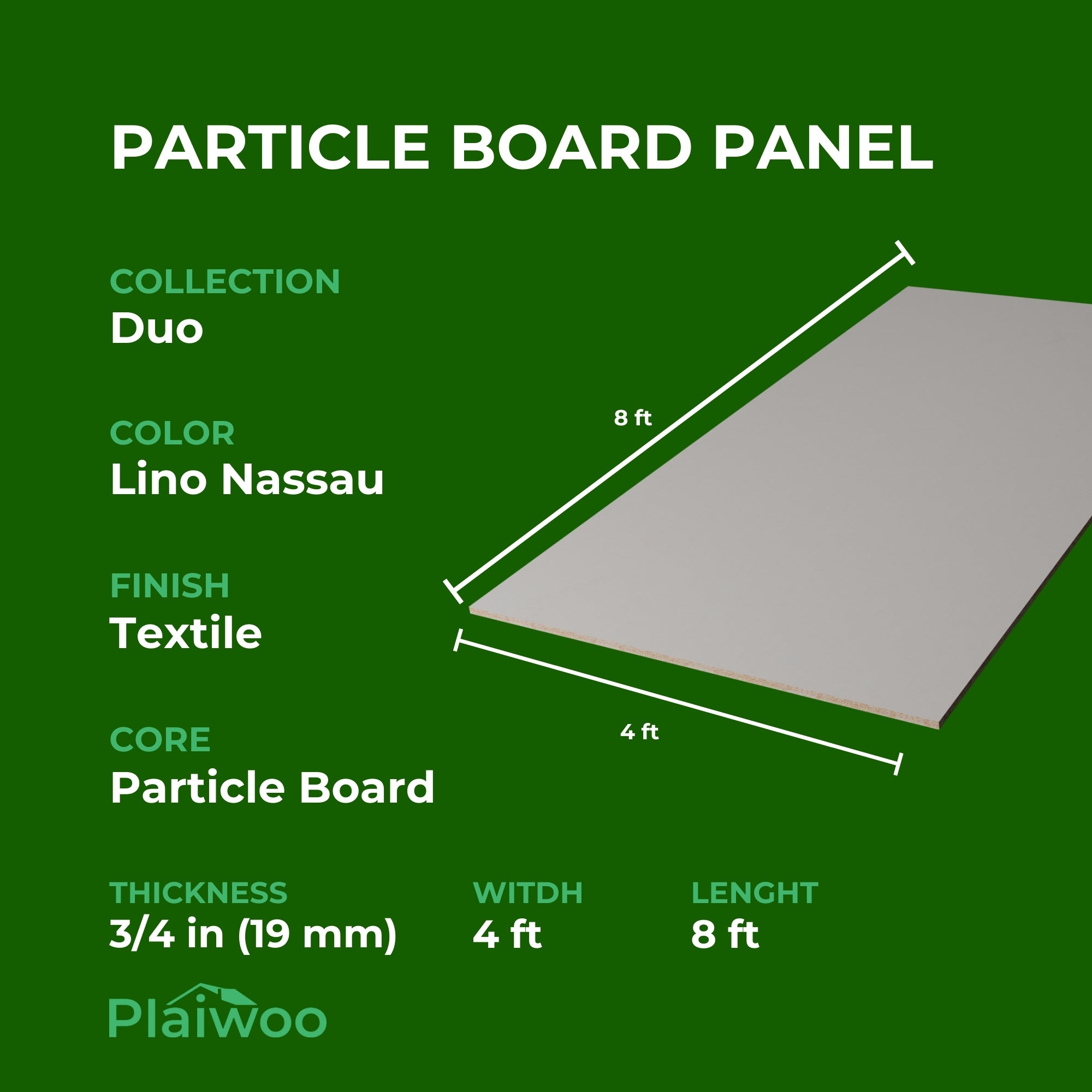 Finsa Lino Nassau Duo Melamine TFL Panel (3/4 in x 4 ft x 8 ft)